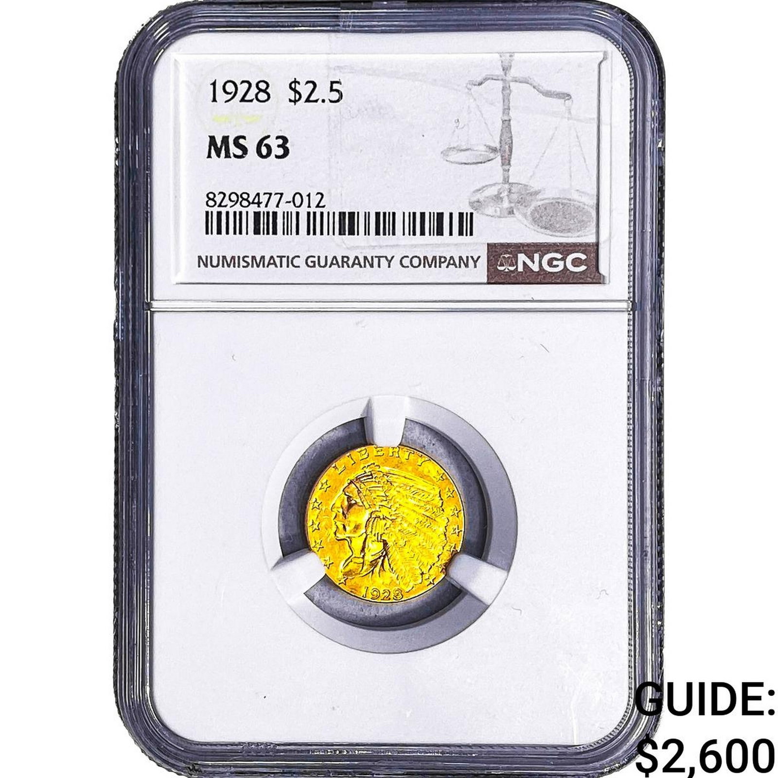 1928 $2.50 Gold Quarter Eagle NGC MS63: 1928 $2.50 Gold Quarter Eagle NGC MS63