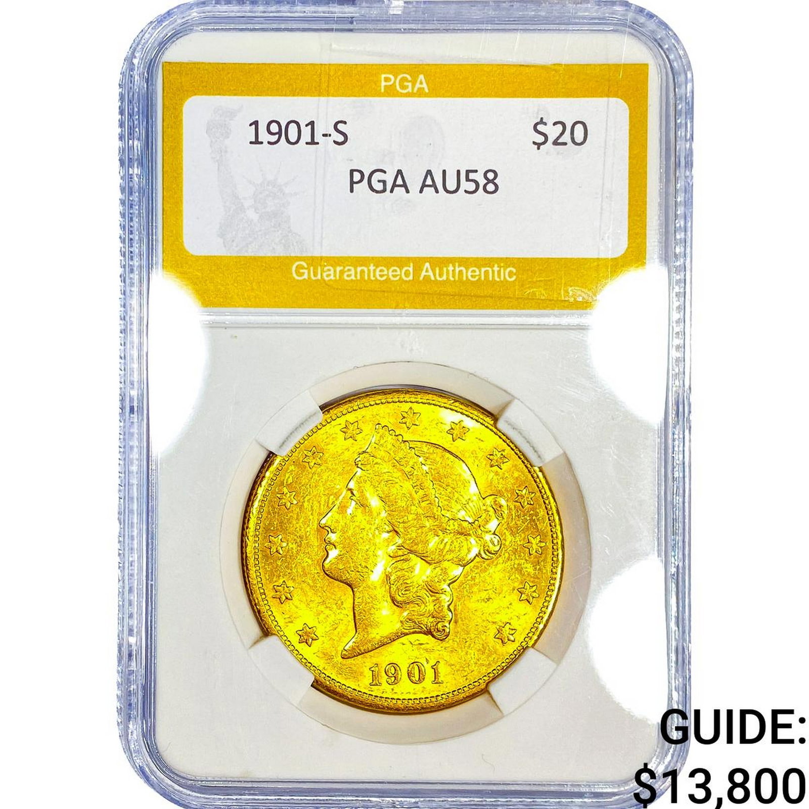 1901-S $20 Gold Double Eagle PGA AU58: 1901-S $20 Gold Double Eagle PGA AU58