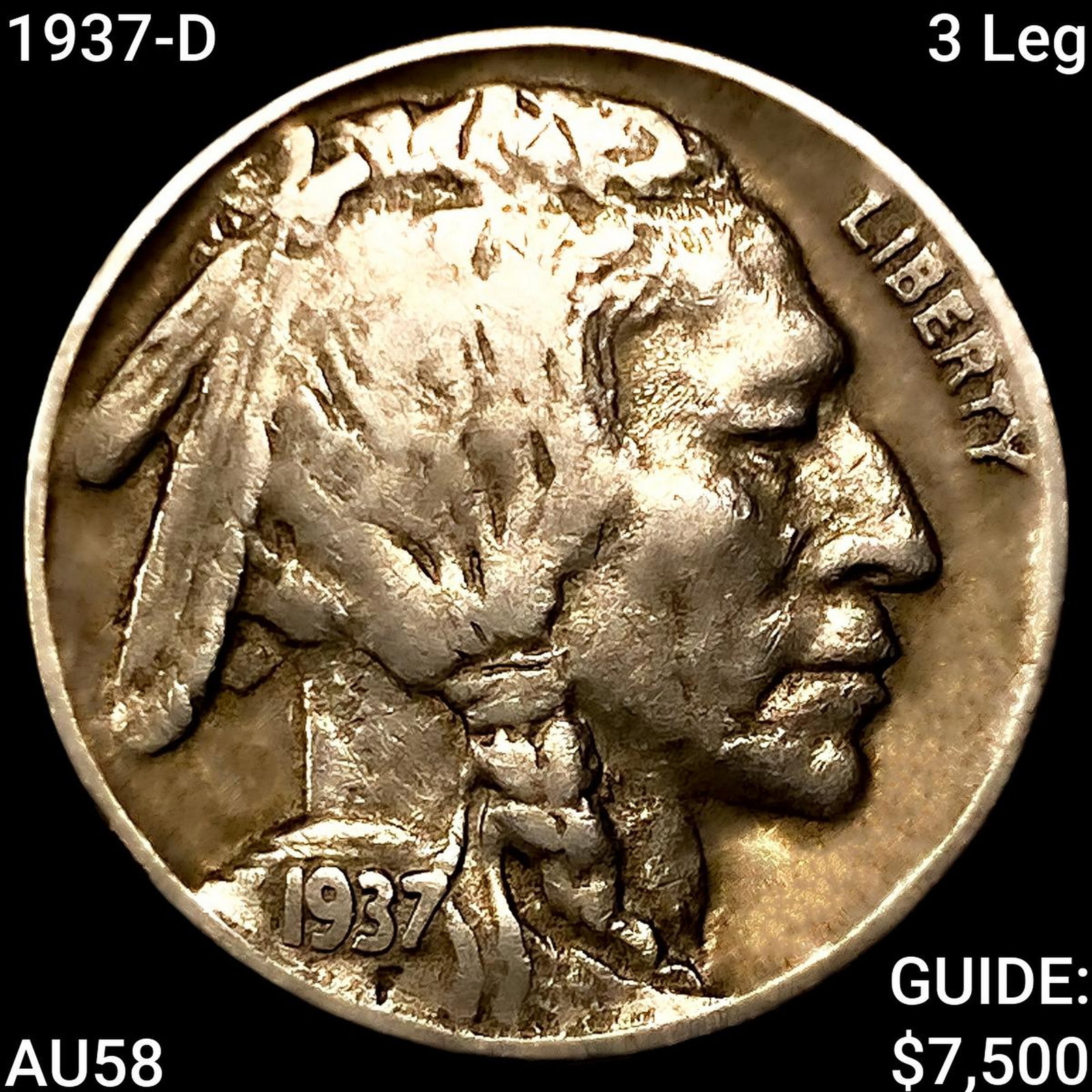 1937-D 3 Leg Buffalo Nickel CHOICE AU (1 of 2)