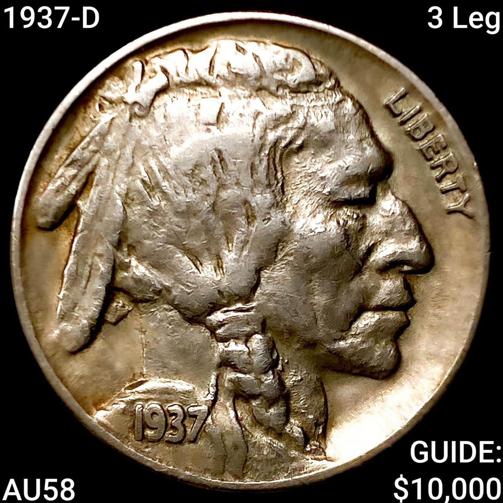 1937-D 3 Leg Buffalo Nickel CHOICE AU (1 of 2)