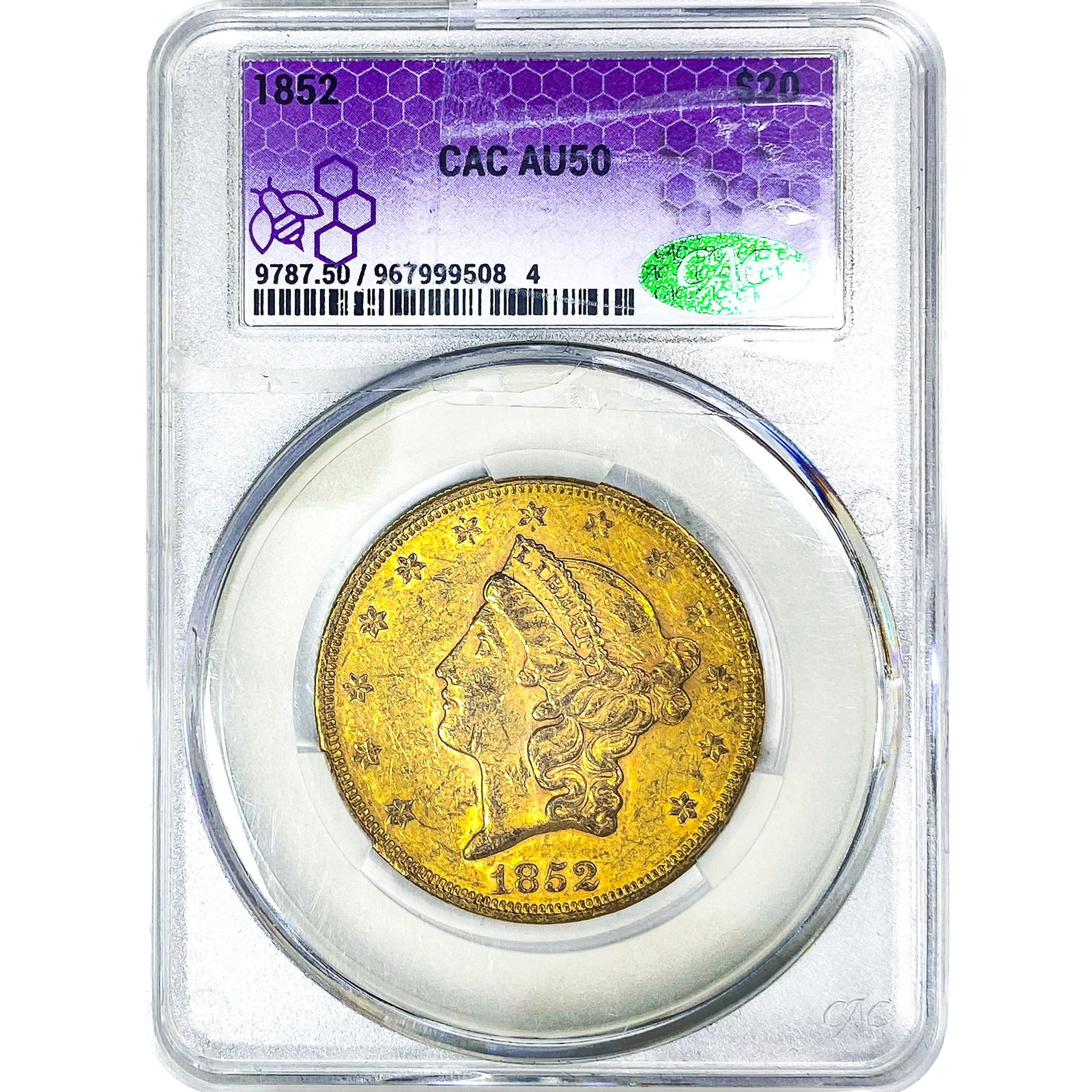 1852 $20 Gold Double Eagle CAC AU50 (1 of 4)
