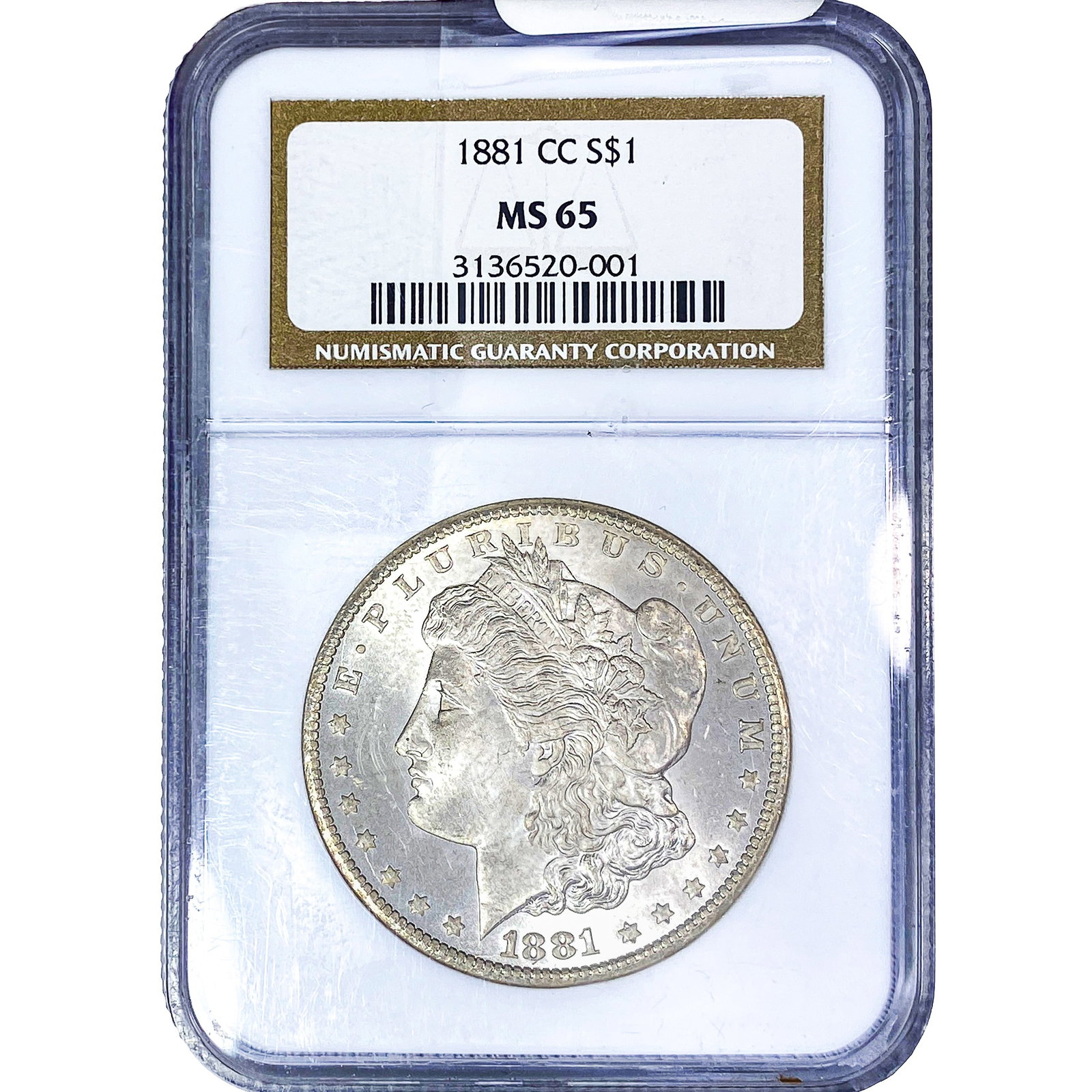 1881-CC Morgan Silver Dollar NGC MS65: 1881-CC Morgan Silver Dollar NGC MS65
