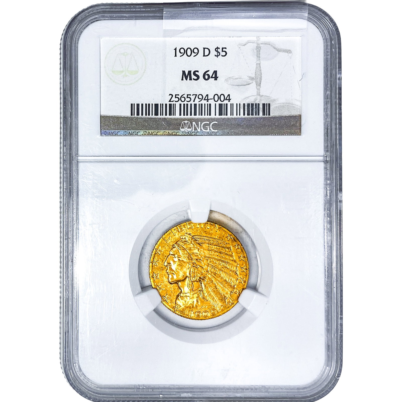 1909-D $5 Gold Half Eagle NGC MS64 (1 of 4)