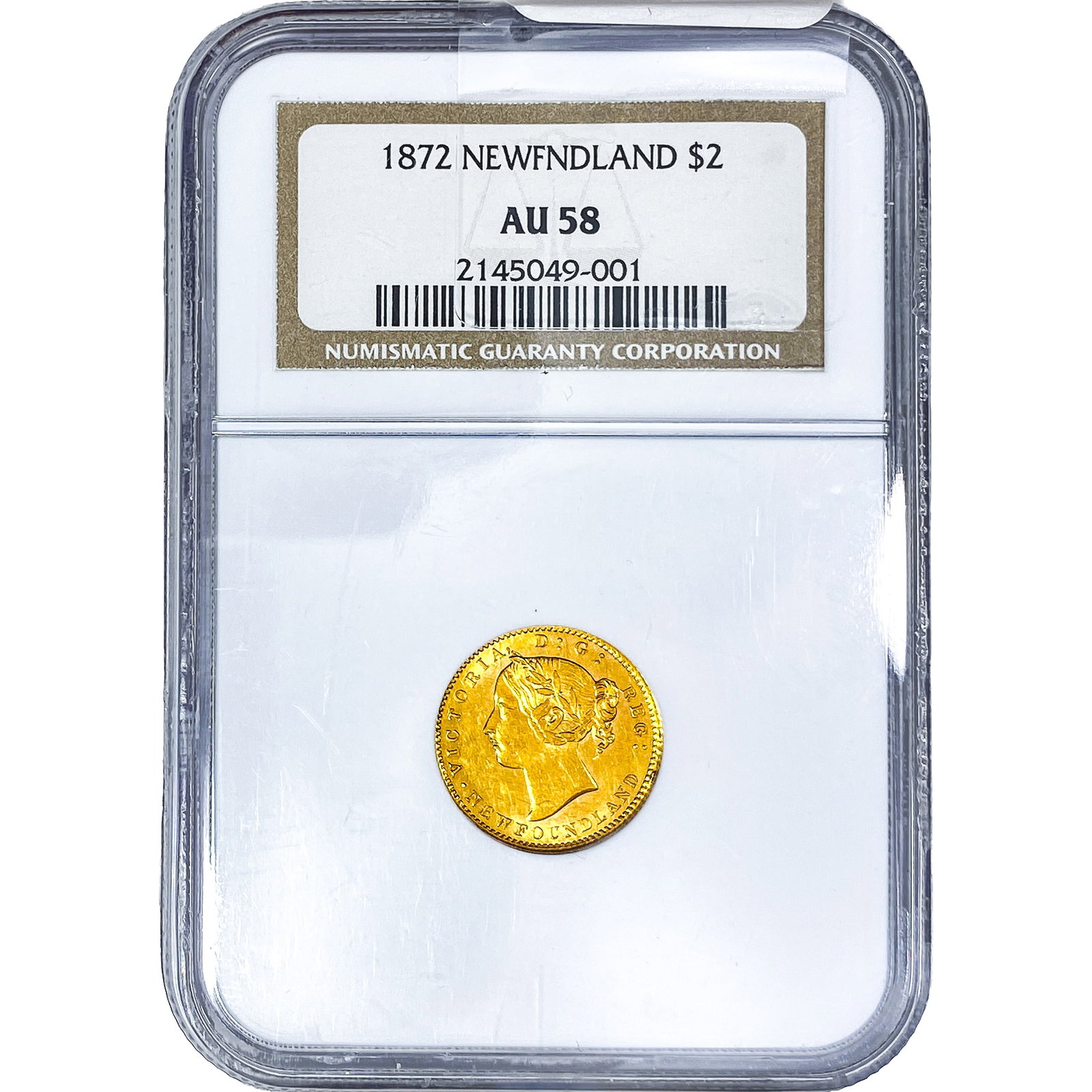 1872 Canada Newfoundland Gold $2 NGC AU58 (1 of 4)