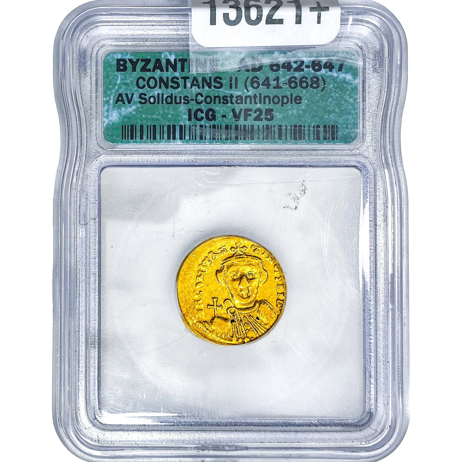 Byzantine Constans II AD 642-668 Gold Solidus ICG VF25 (1 of 4)