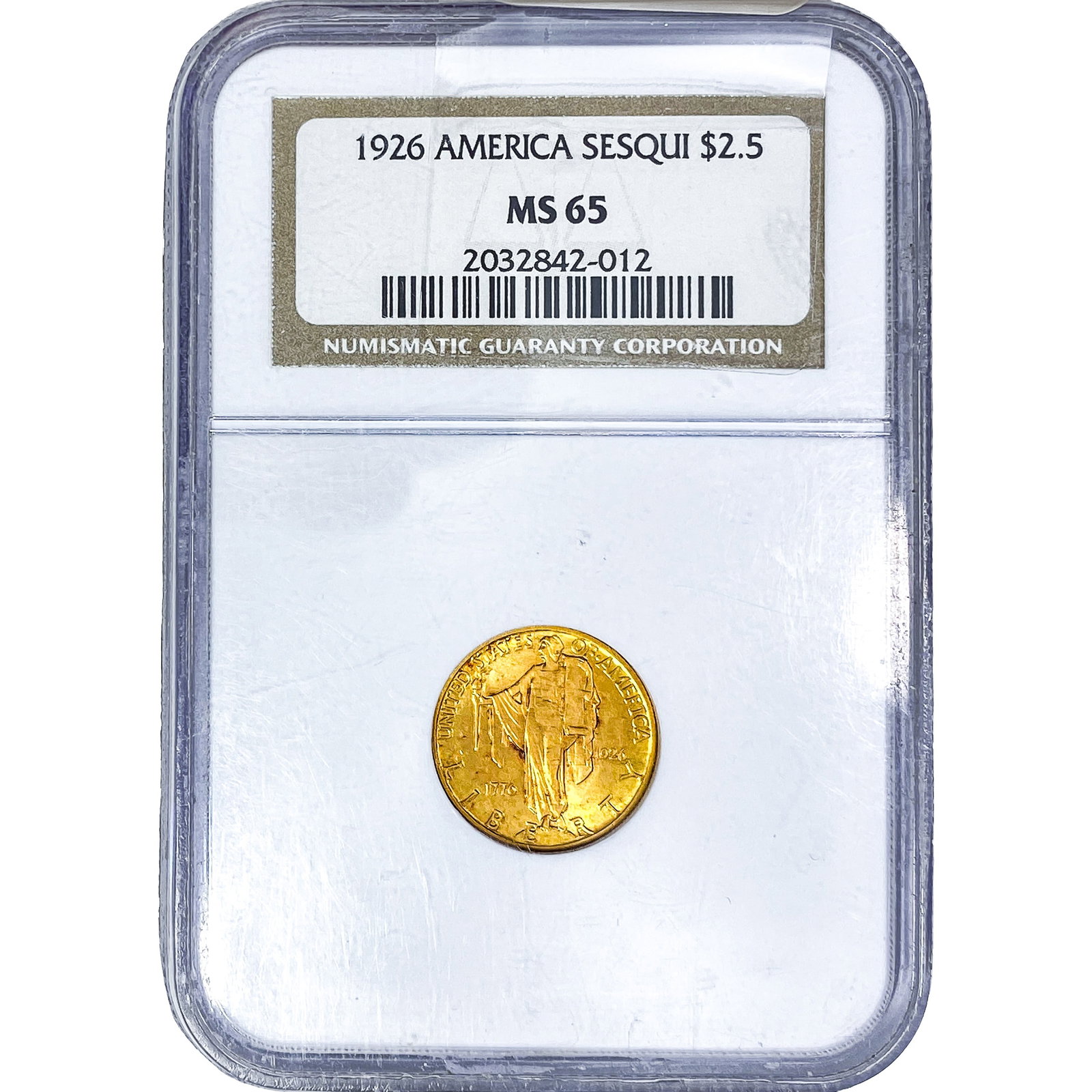 1926 Sesquincentennial $2.50 Gold Quarter Eagle NGC MS65: 1926 Sesquincentennial $2.50 Gold Quarter Eagle NGC MS65