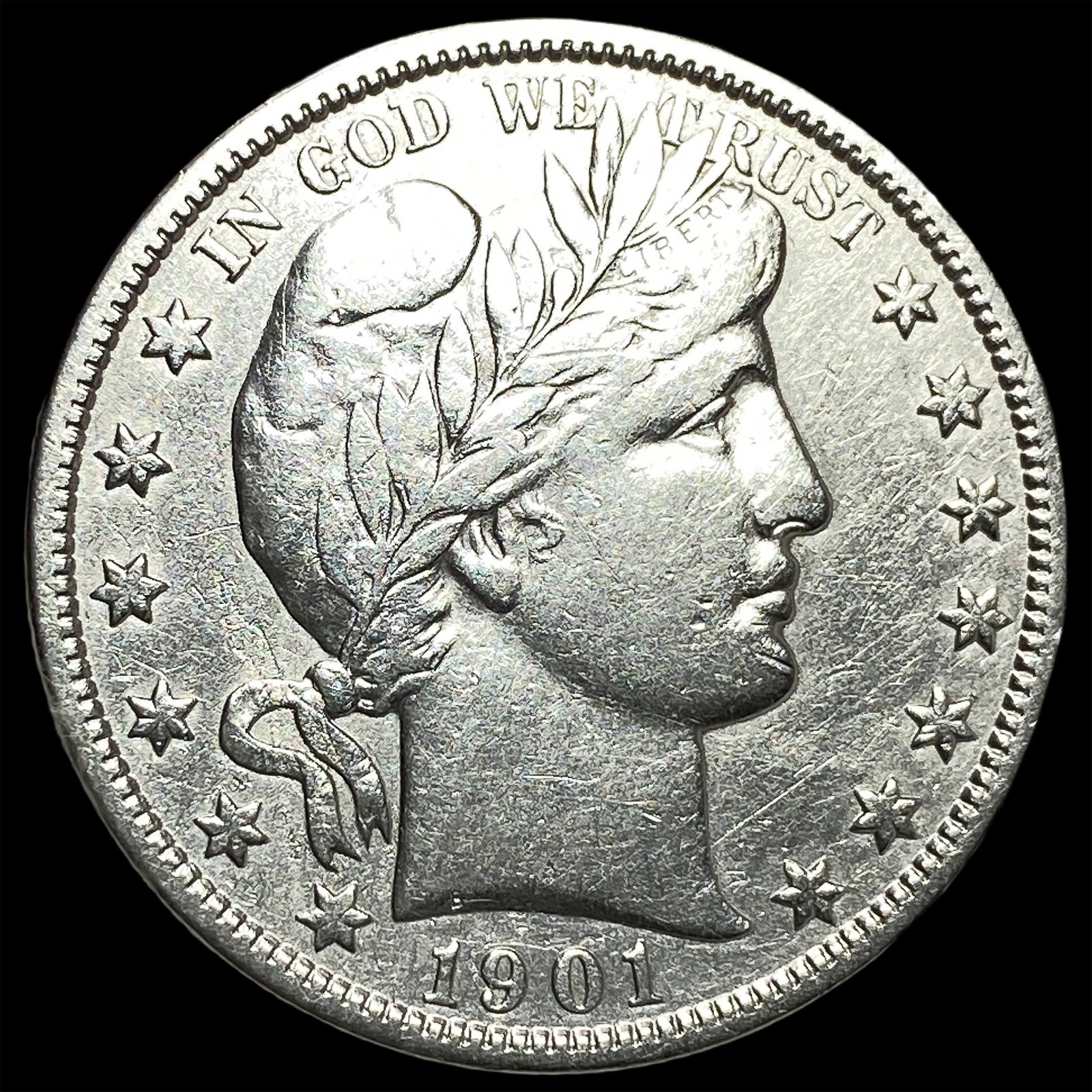1901 Silver Barber Half Dollar NEARLY UNCIRCULATED: 1901 Silver Barber Half Dollar NEARLY UNCIRCULATED