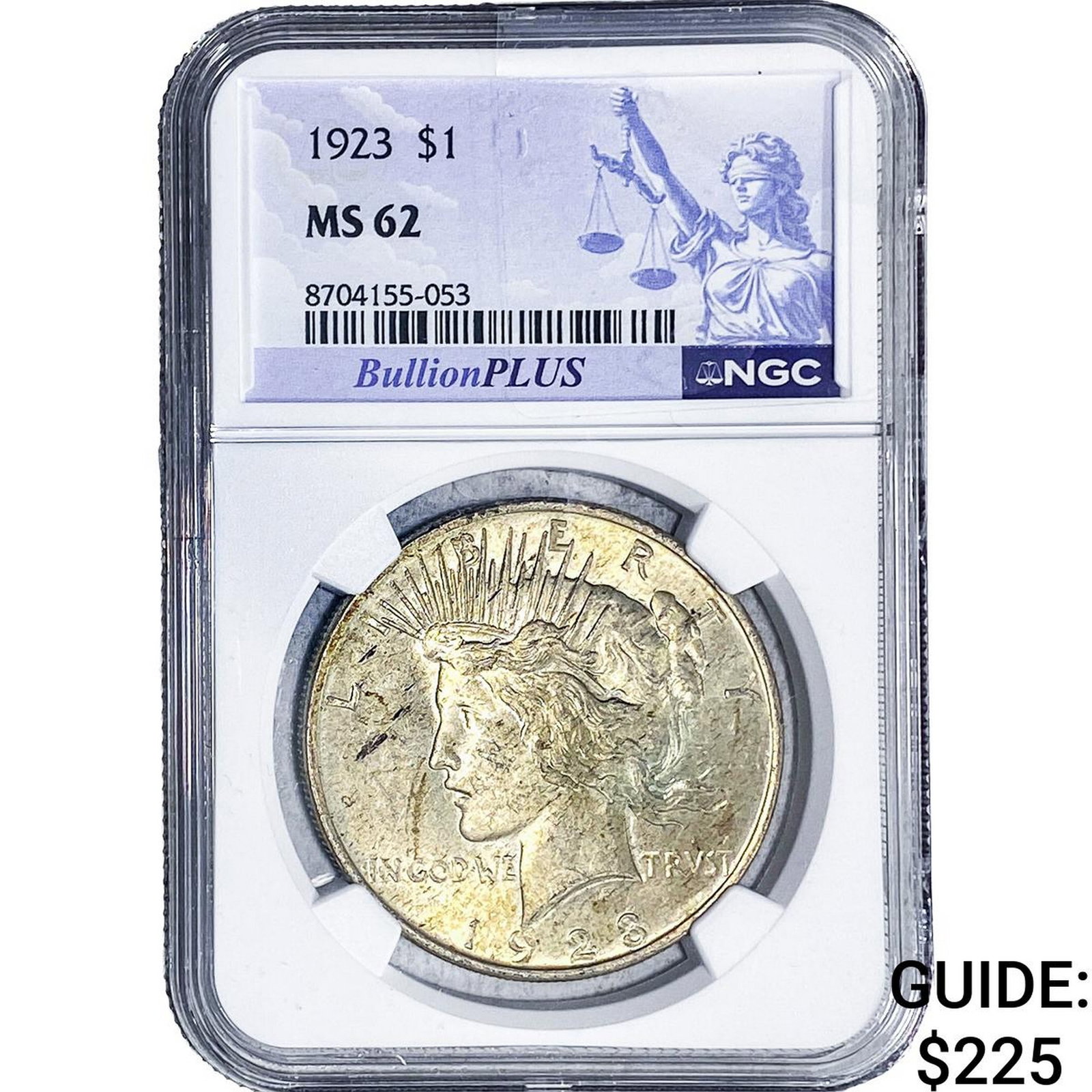 1923 Silver Peace Dollar NGC MS62: 1923 Silver Peace Dollar NGC MS62
