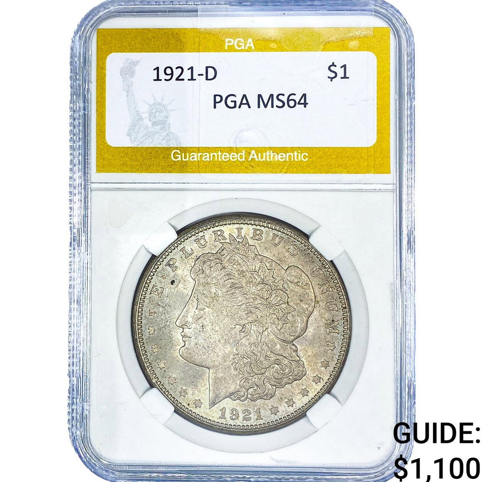 1921-D Morgan Silver Dollar PGA MS64: 1921-D Morgan Silver Dollar PGA MS64