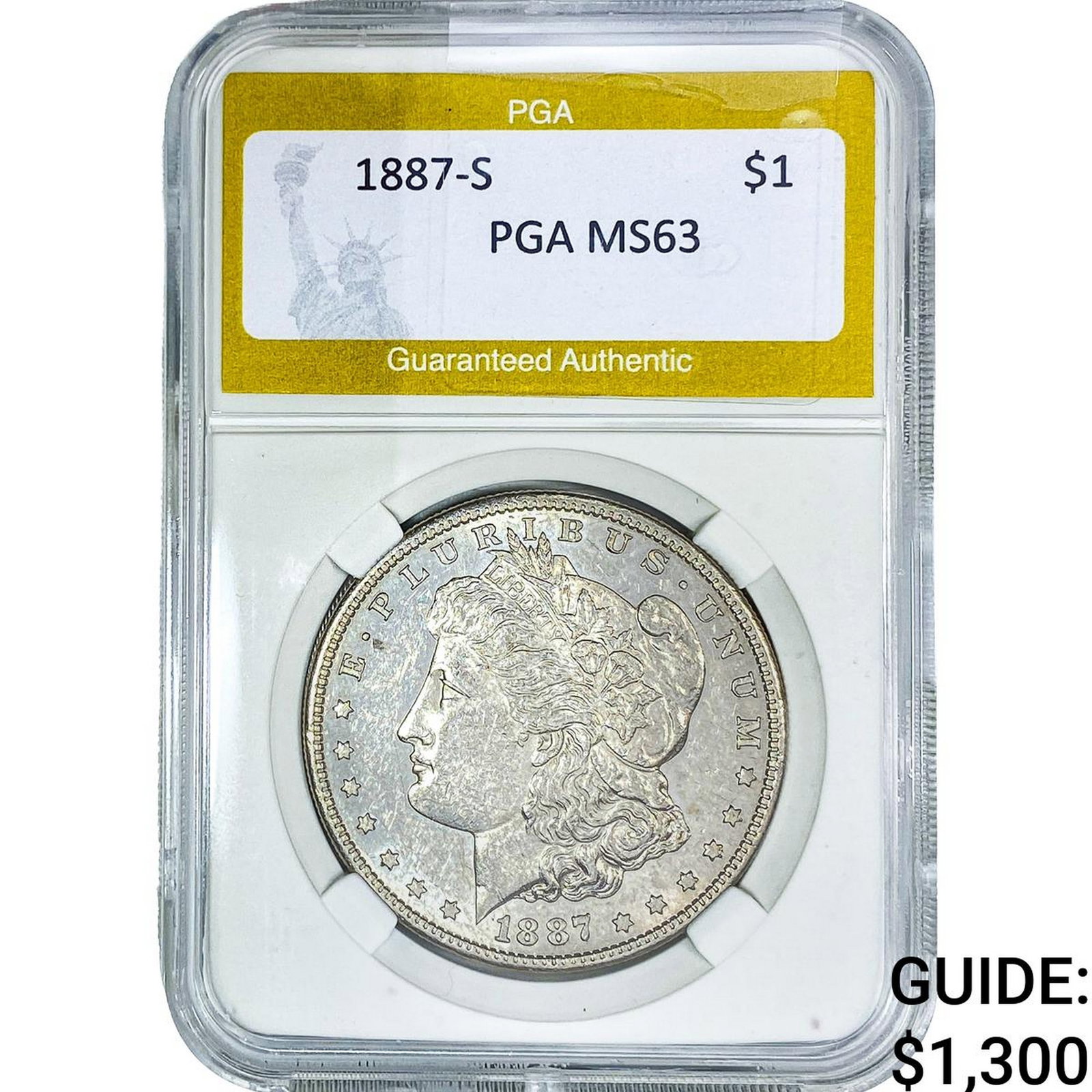 1887-S Morgan Silver Dollar PGA MS63: 1887-S Morgan Silver Dollar PGA MS63