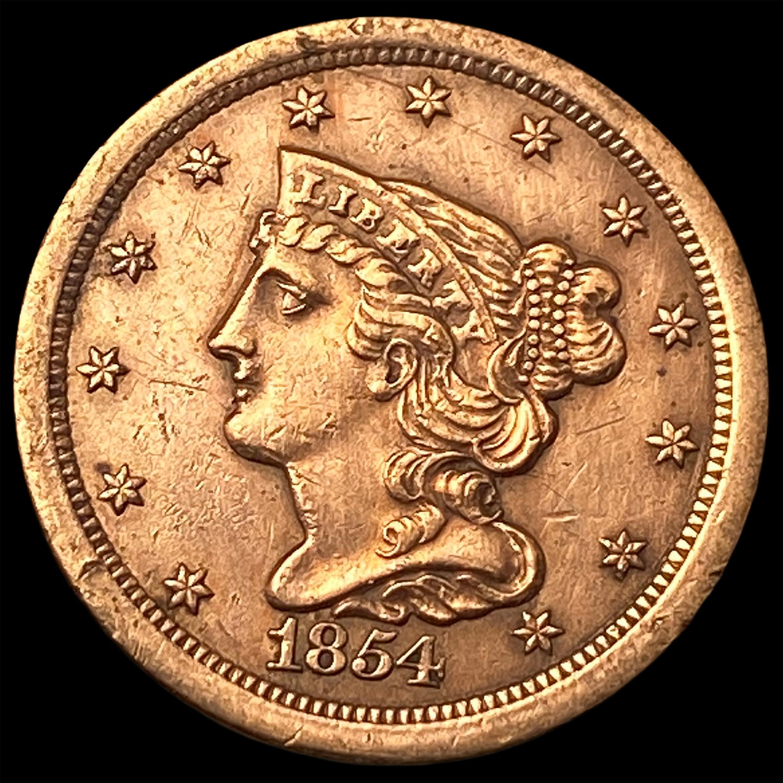1854 Braided Hair Half Cent CLOSELY UNCIRCULATED (1 of 2)