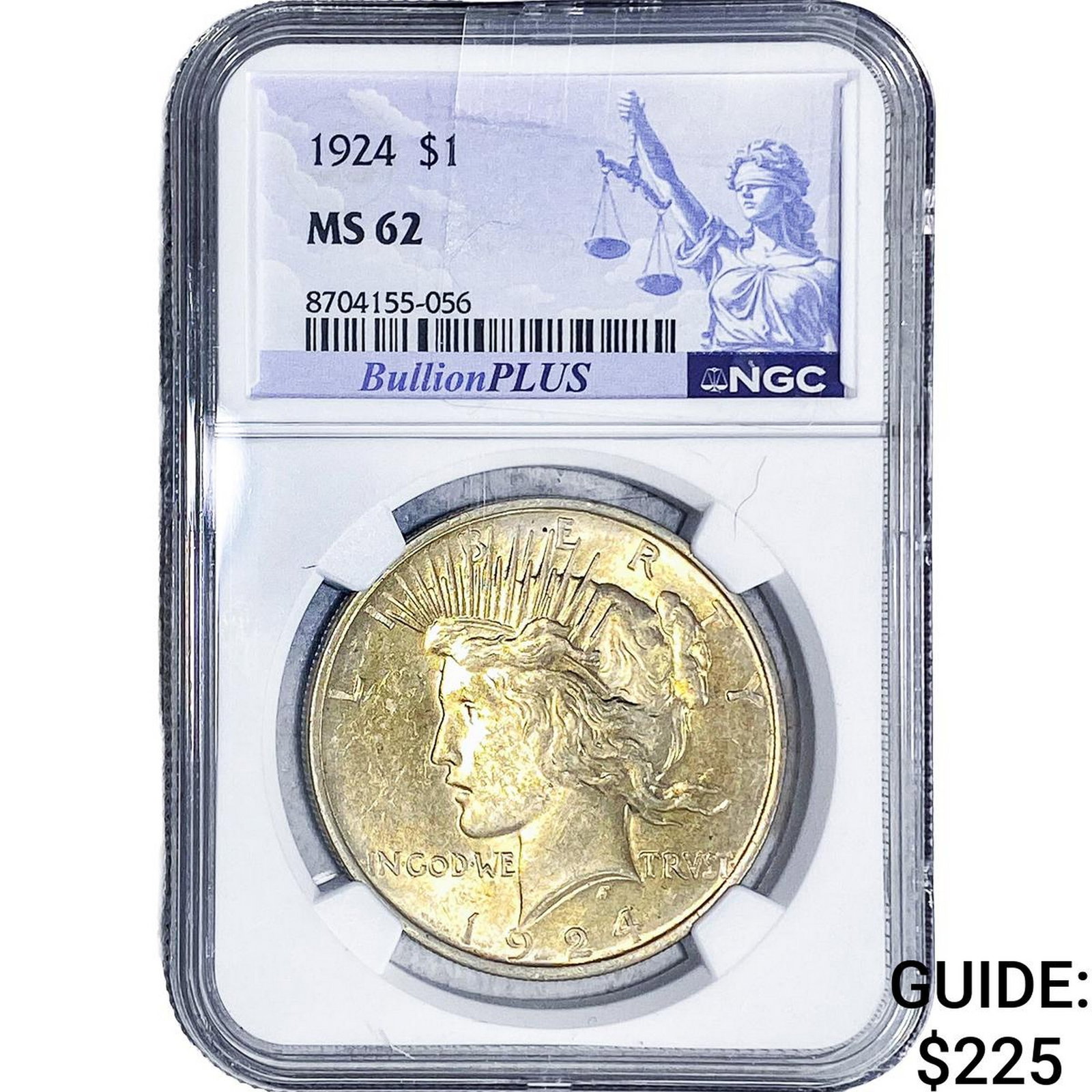 1924 Silver Peace Dollar NGC MS62: 1924 Silver Peace Dollar NGC MS62