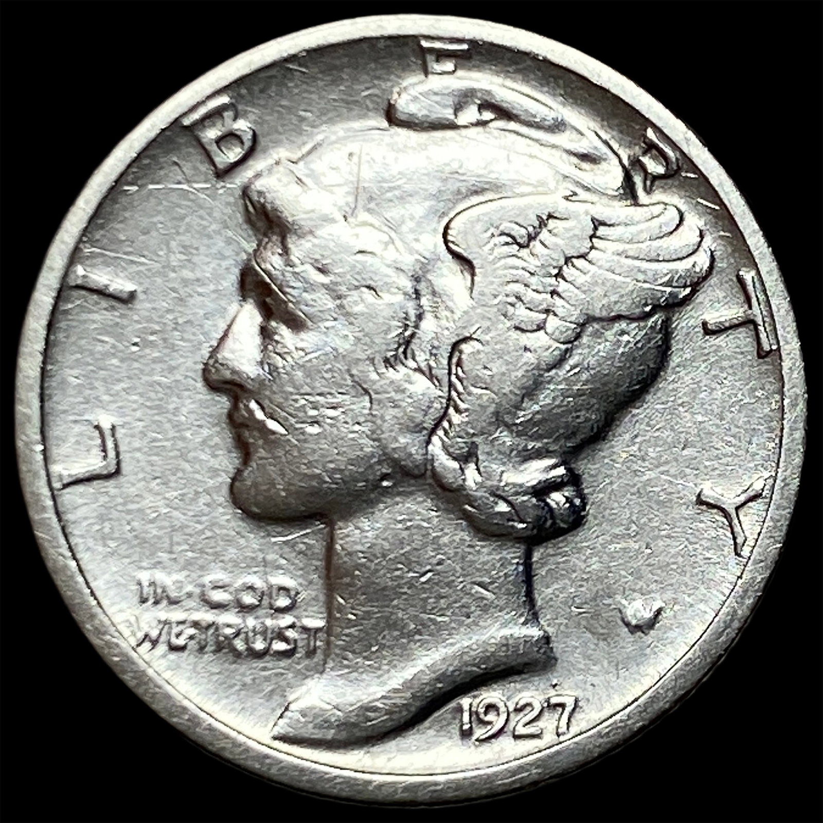 1927-D Silver Mercury Dime CLOSELY UNCIRCULATED: 1927-D Silver Mercury Dime CLOSELY UNCIRCULATED