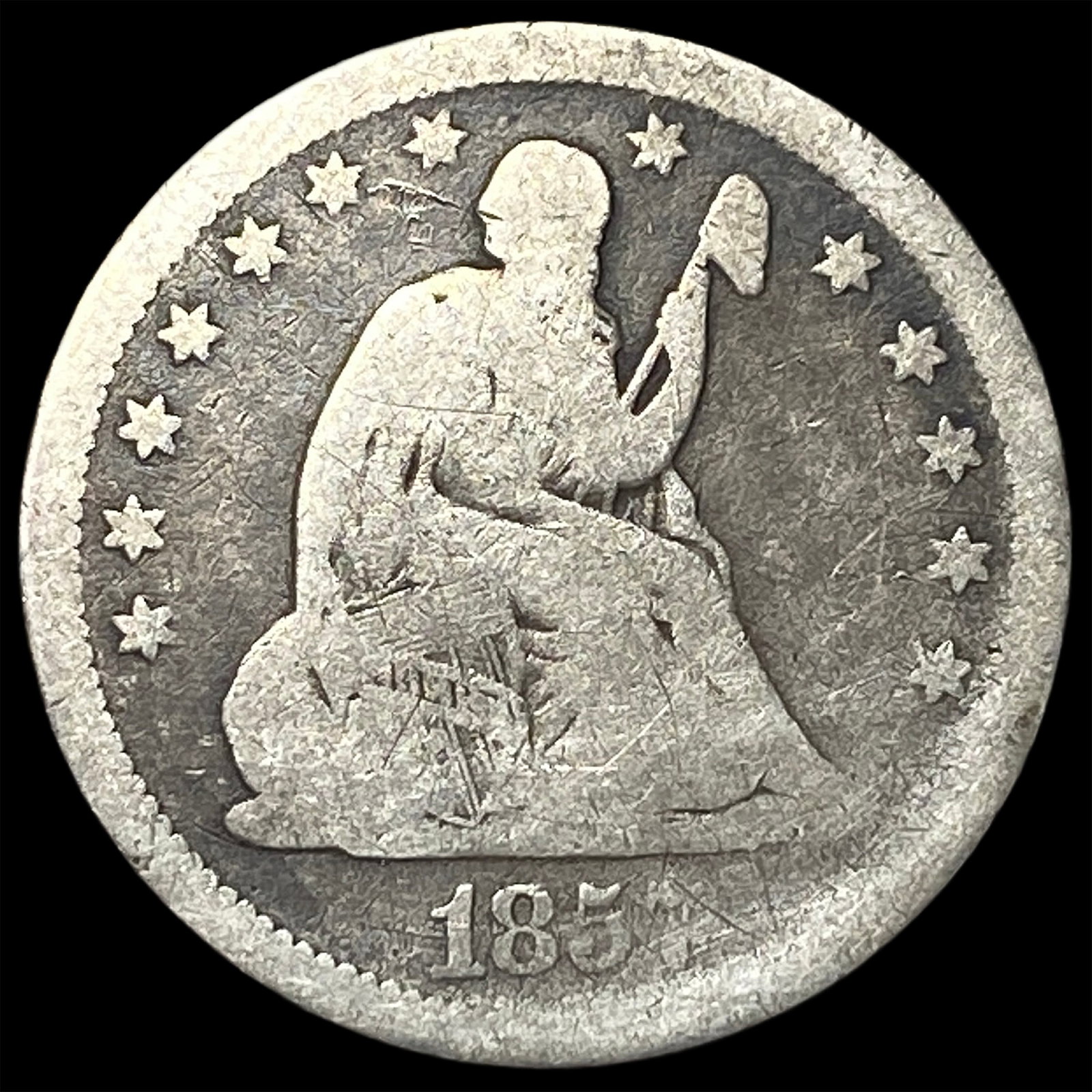 1857 Silver Seated Liberty Quarter NICELY CIRCULATED: 1857 Silver Seated Liberty Quarter NICELY CIRCULATED