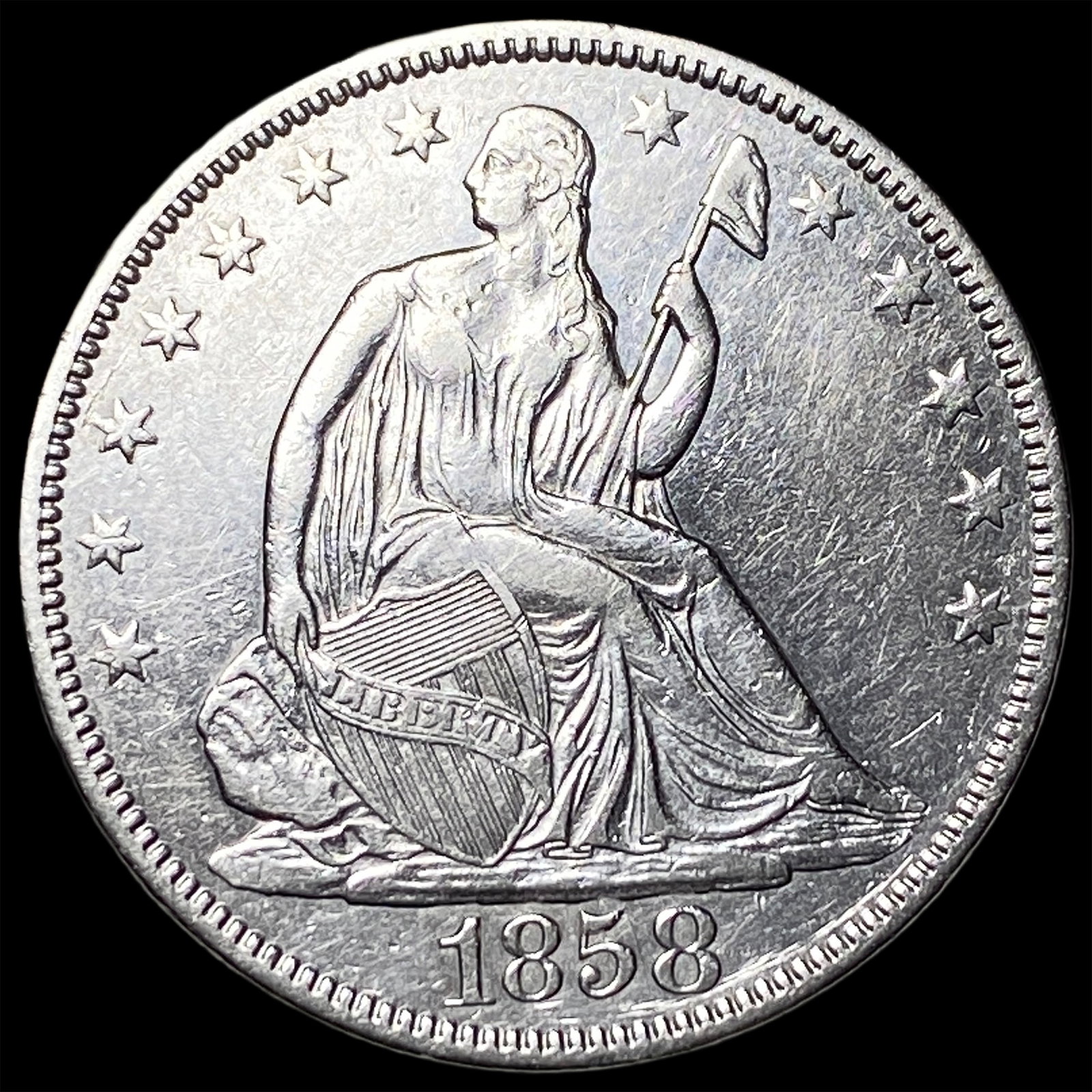 1858 Silver Seated Liberty Half Dollar UNCIRCULATED: 1858 Silver Seated Liberty Half Dollar UNCIRCULATED