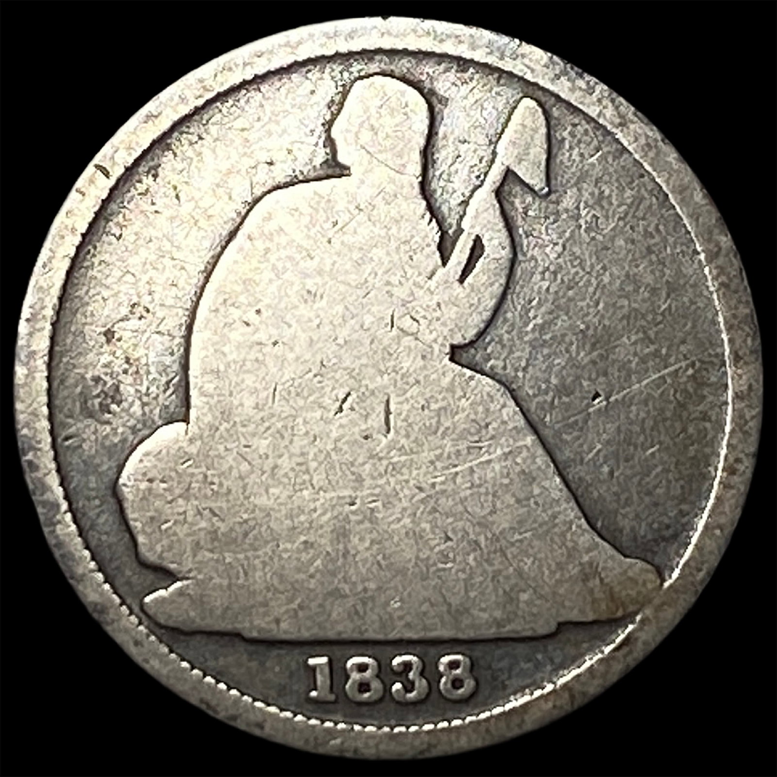 1838-O Silver Seated Liberty Dime LIGHTLY CIRCULATED: 1838-O Silver Seated Liberty Dime LIGHTLY CIRCULATED