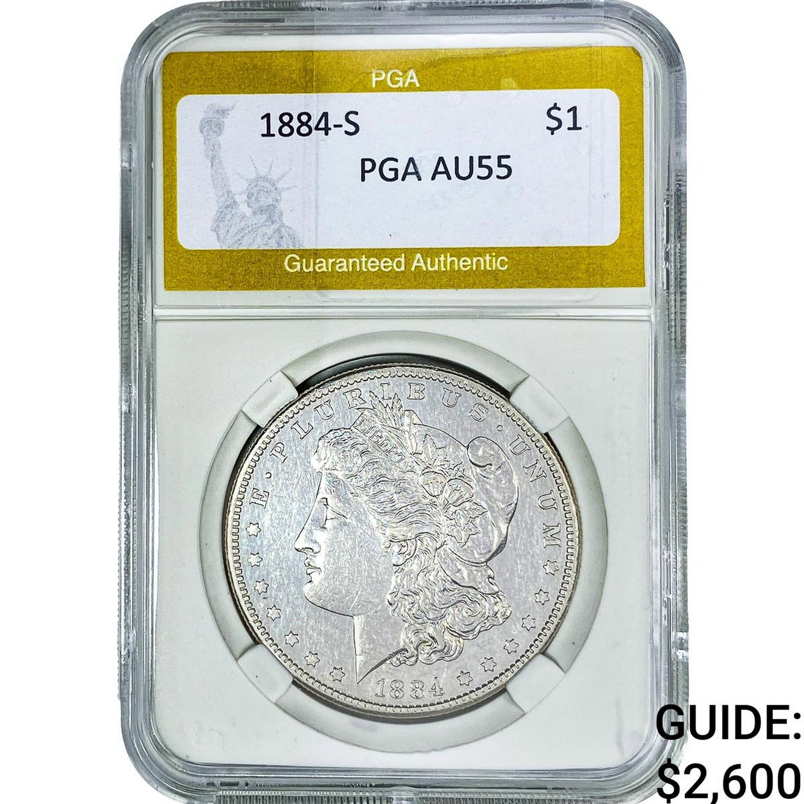 1884-S Morgan Silver Dollar PGA AU55: 1884-S Morgan Silver Dollar PGA AU55