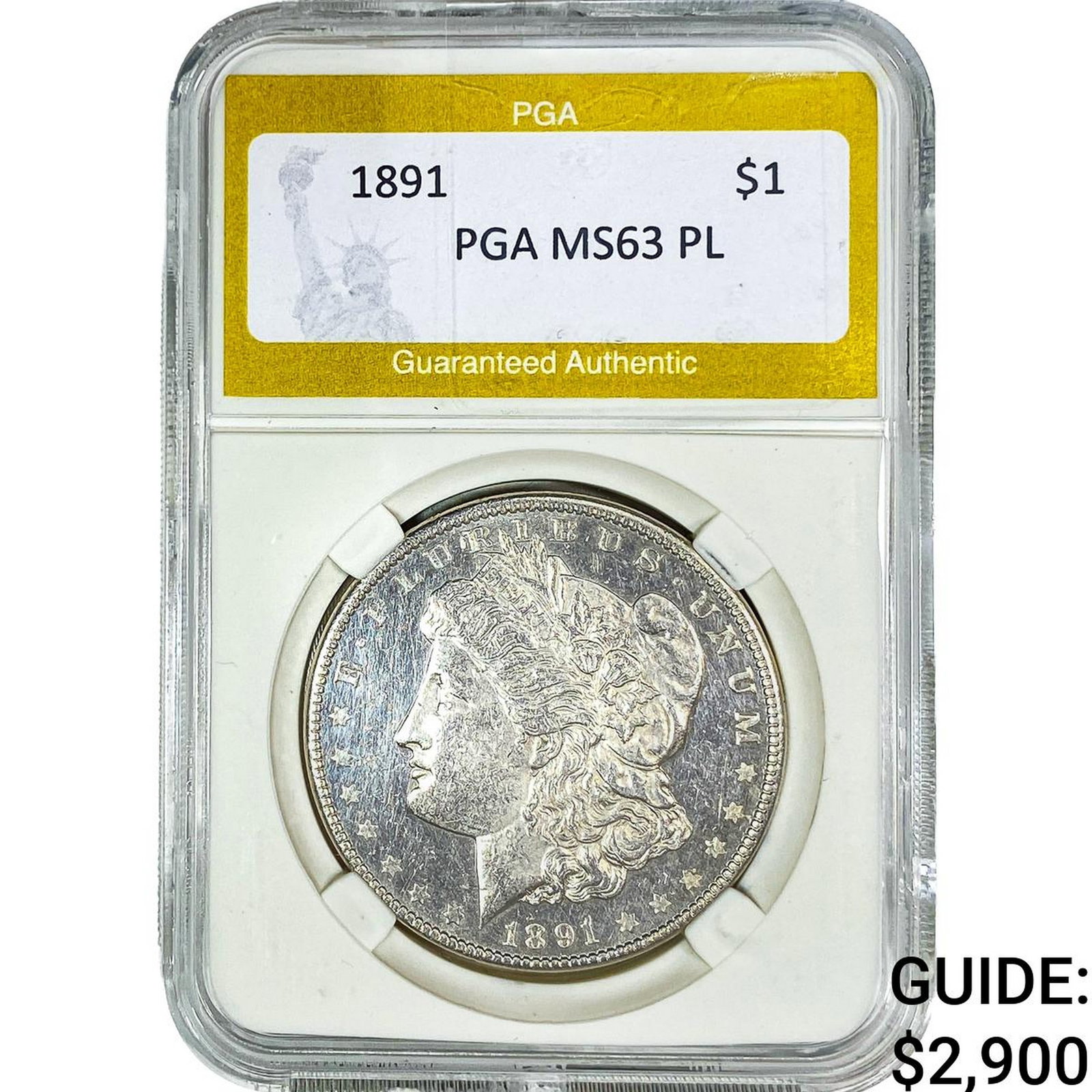 1891 Morgan Silver Dollar PGA MS63 PL: 1891 Morgan Silver Dollar PGA MS63 PL