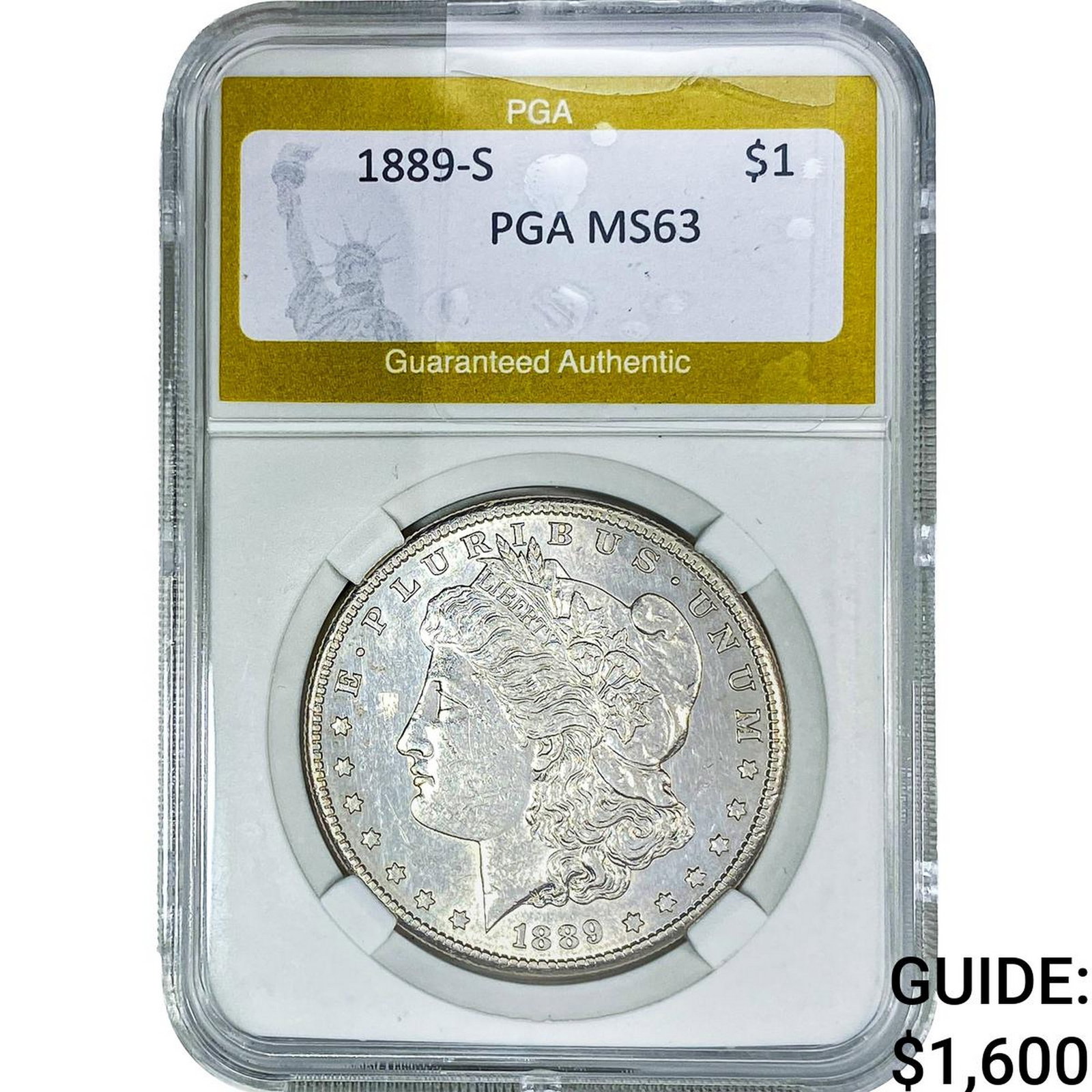 1889-S Morgan Silver Dollar PGA MS63: 1889-S Morgan Silver Dollar PGA MS63