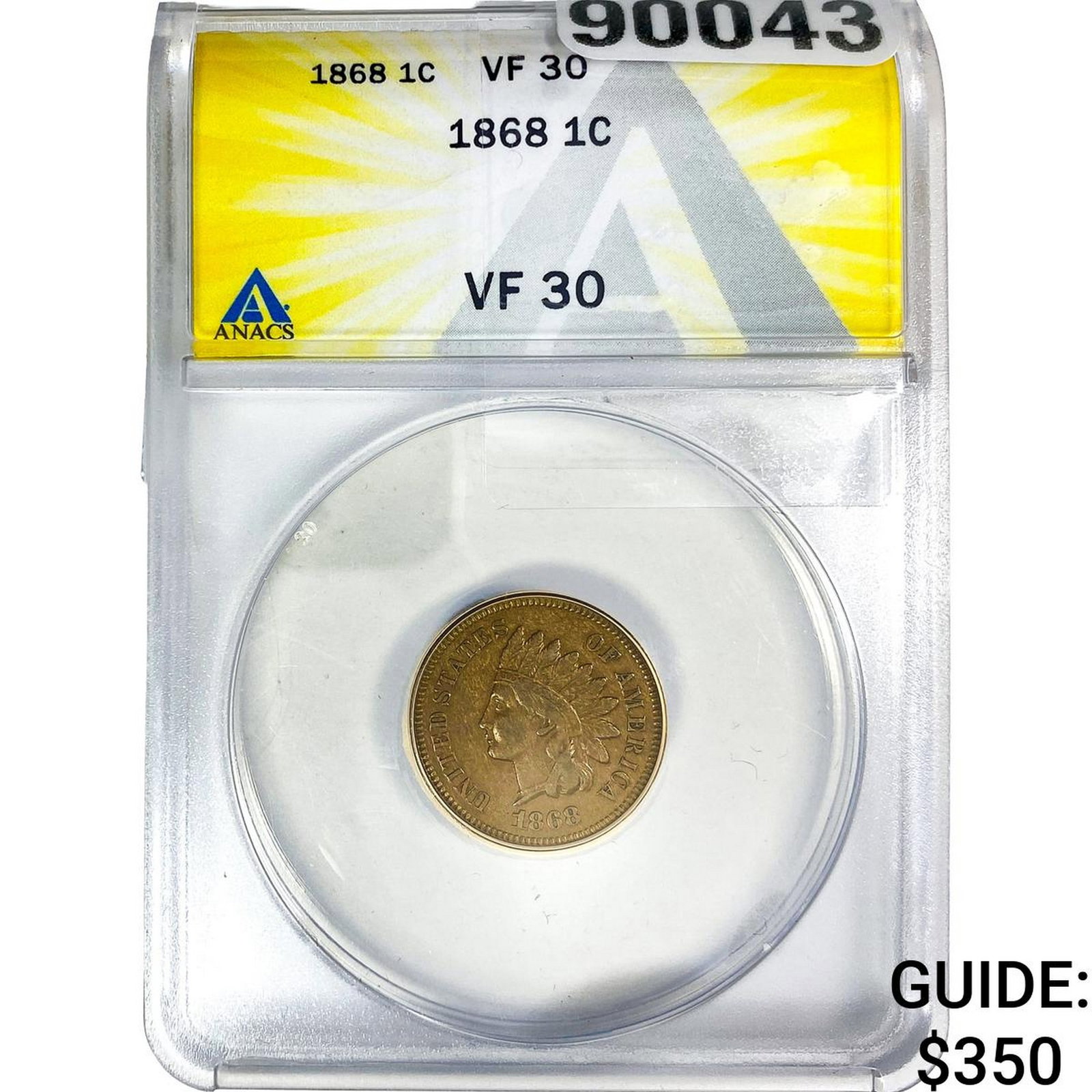 1868 Indian Head Cent ANACS VF30: 1868 Indian Head Cent ANACS VF30