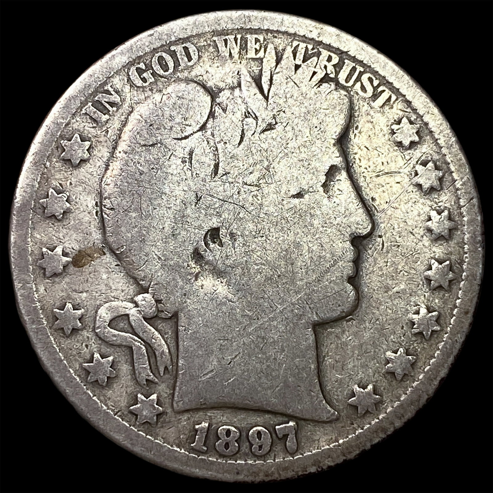 1897-S Silver Barber Half Dollar NICELY CIRCULATED (1 of 2)