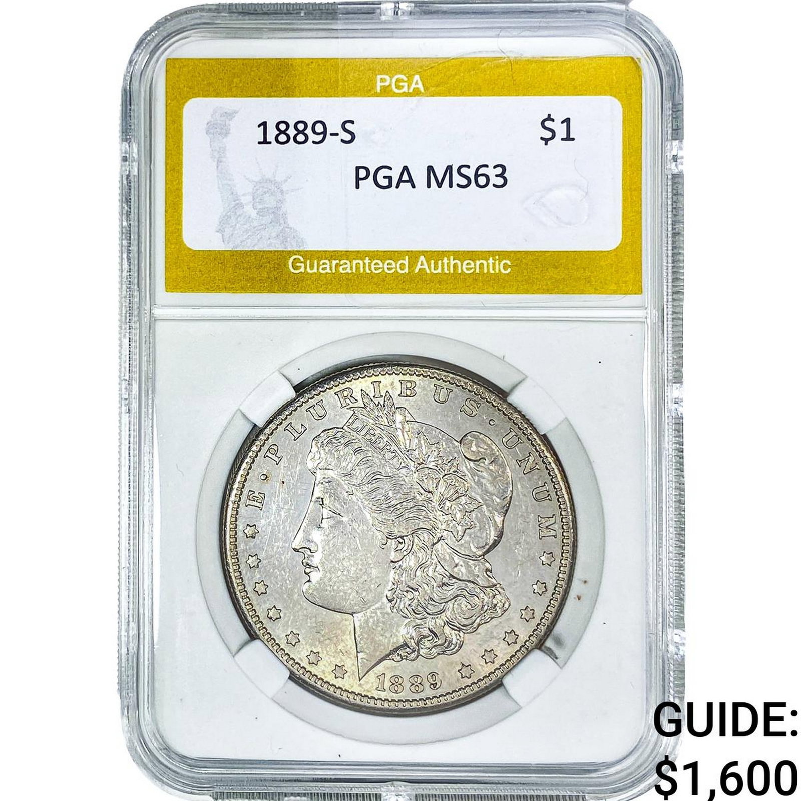 1889-S Morgan Silver Dollar PGA MS63: 1889-S Morgan Silver Dollar PGA MS63