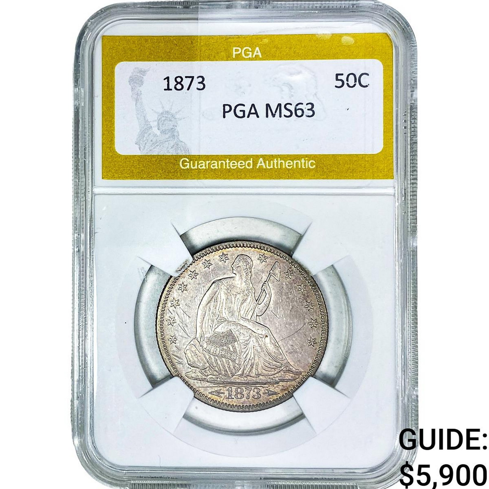 1873 Seated Liberty Half Dollar PGA MS63 (1 of 2)