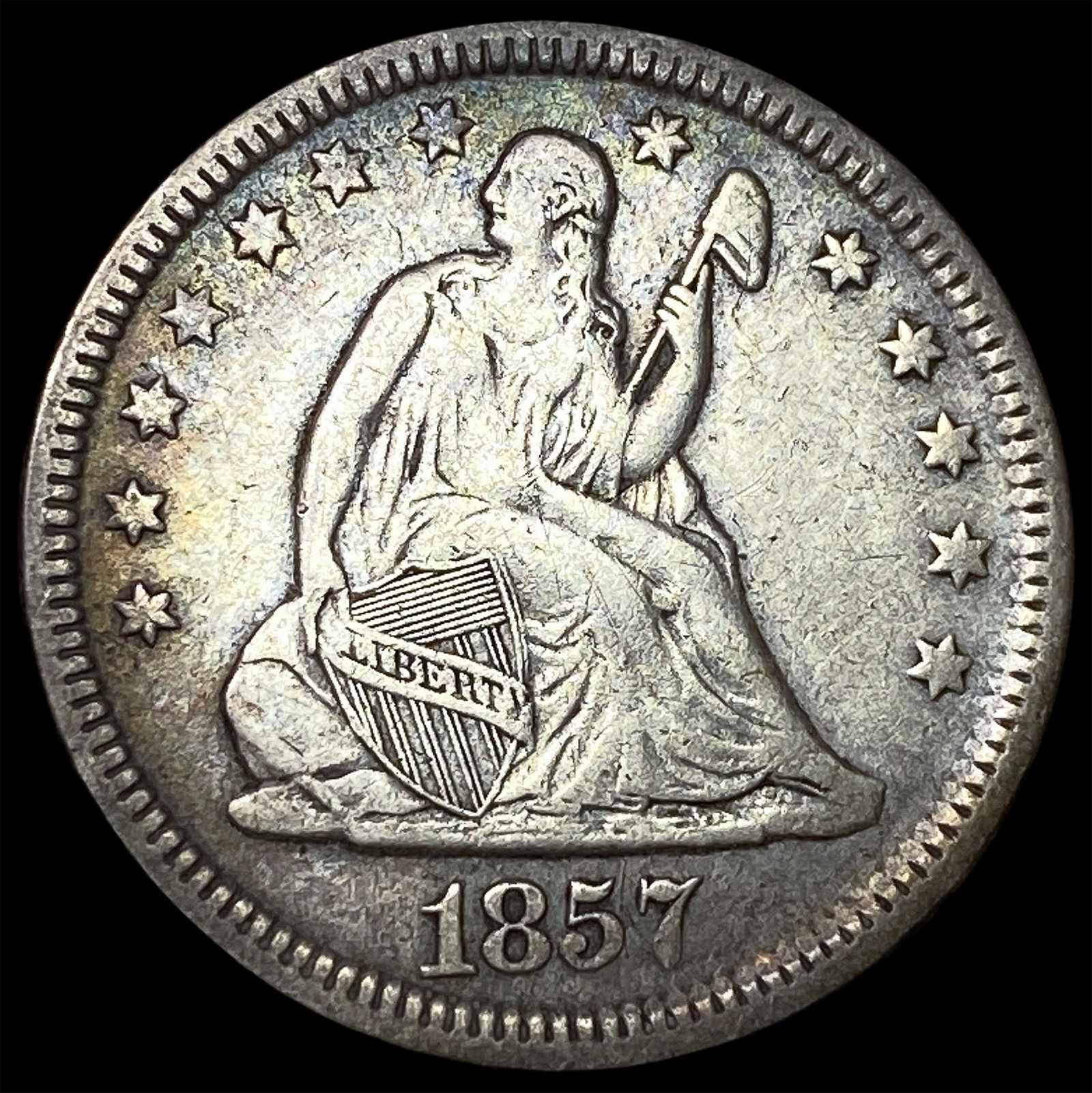 1857 Seated Liberty Silver Quarter HIGH GRADE (1 of 2)