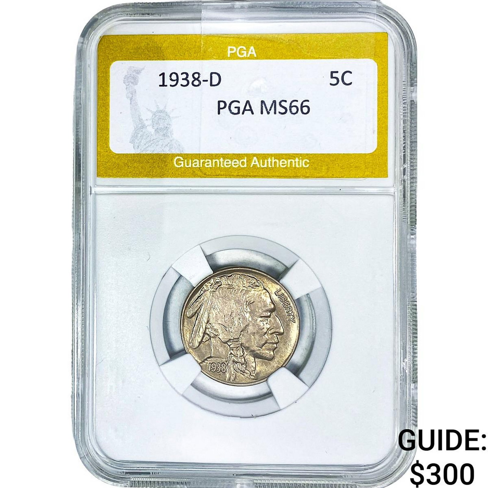 1938-D Buffalo Nickel PGA MS66: 1938-D Buffalo Nickel PGA MS66