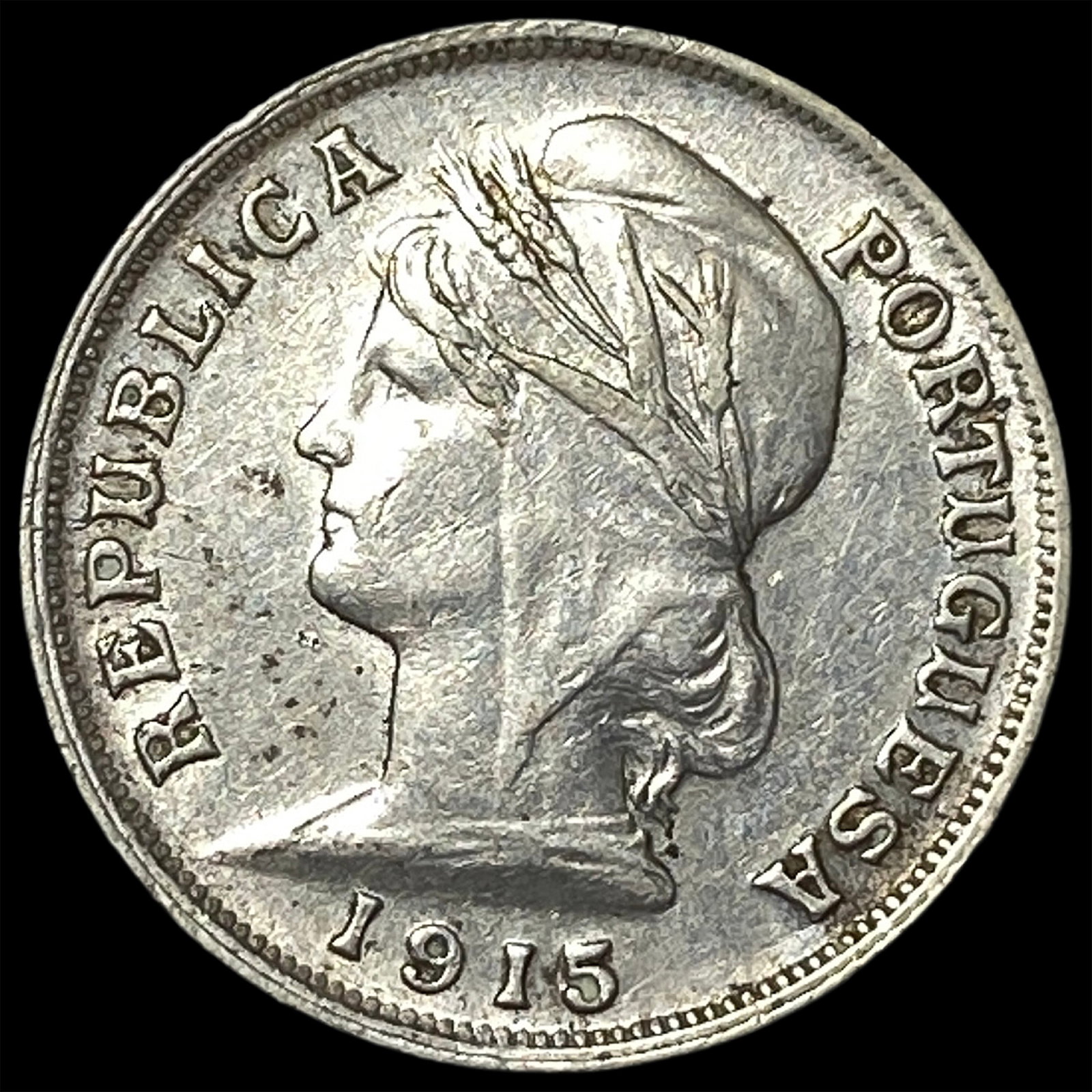 1915 Portugal Silver 10 Centavos: 1915 Portugal Silver 10 Centavos