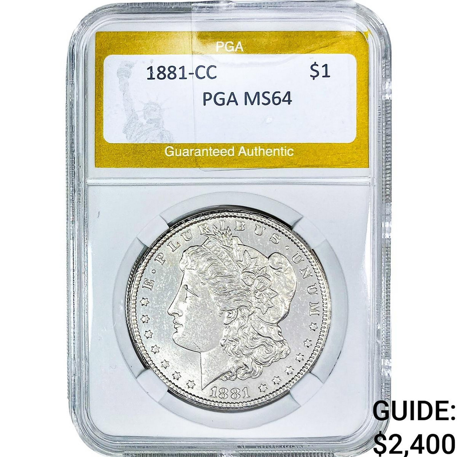 1881-CC Morgan Silver Dollar PGA MS64: 1881-CC Morgan Silver Dollar PGA MS64