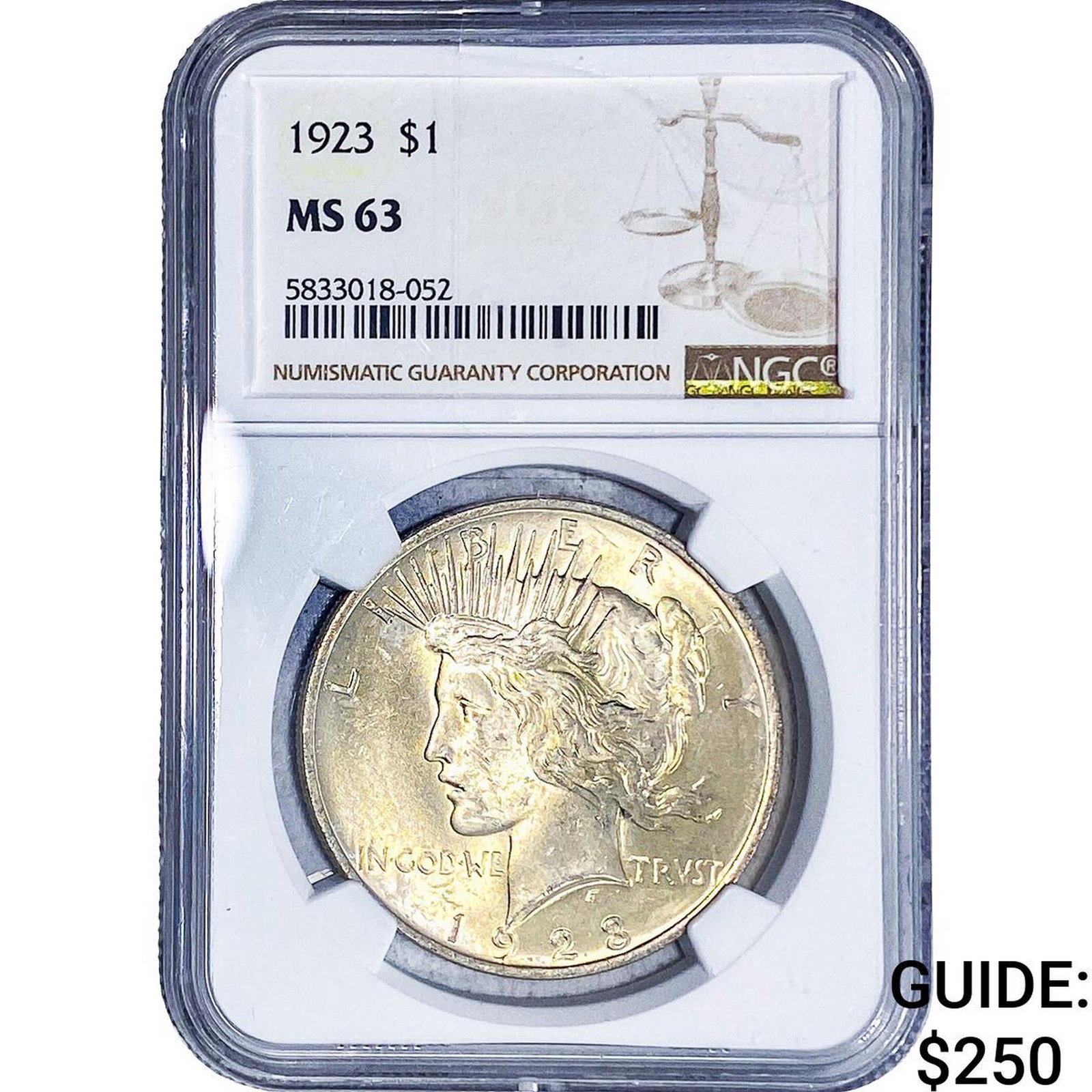 1923 Silver Peace Dollar NGC MS63: 1923 Silver Peace Dollar NGC MS63