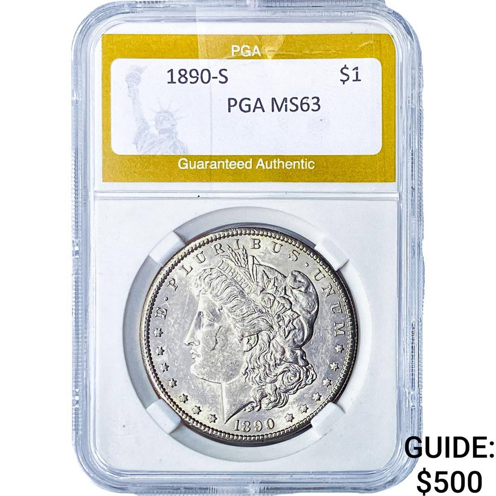 1890-S Morgan Silver Dollar PGA MS63: 1890-S Morgan Silver Dollar PGA MS63