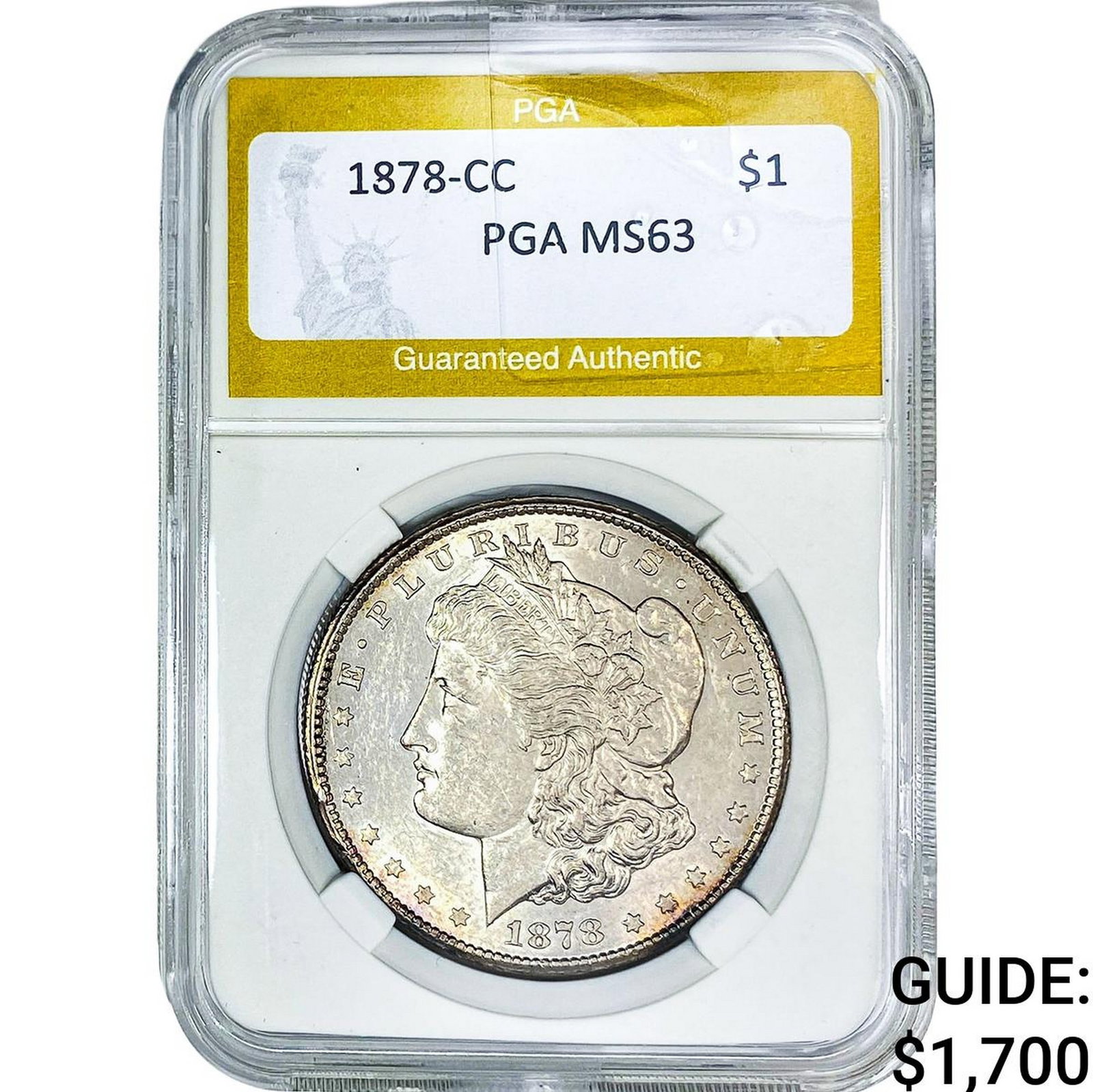 1878-CC Morgan Silver Dollar PGA MS63: 1878-CC Morgan Silver Dollar PGA MS63