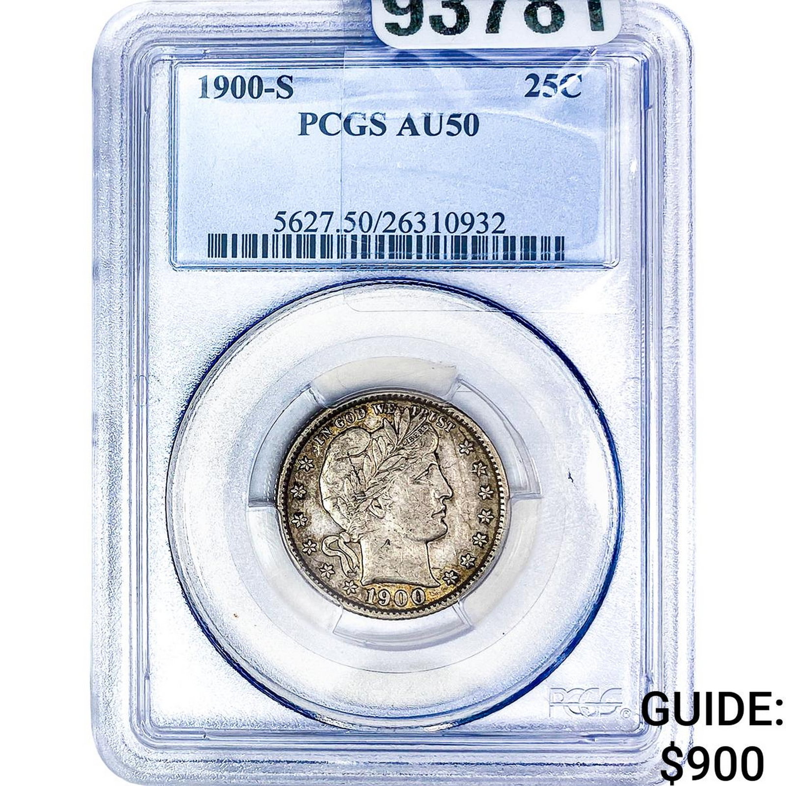 1900-S Barber Quarter PCGS AU50 (1 of 2)