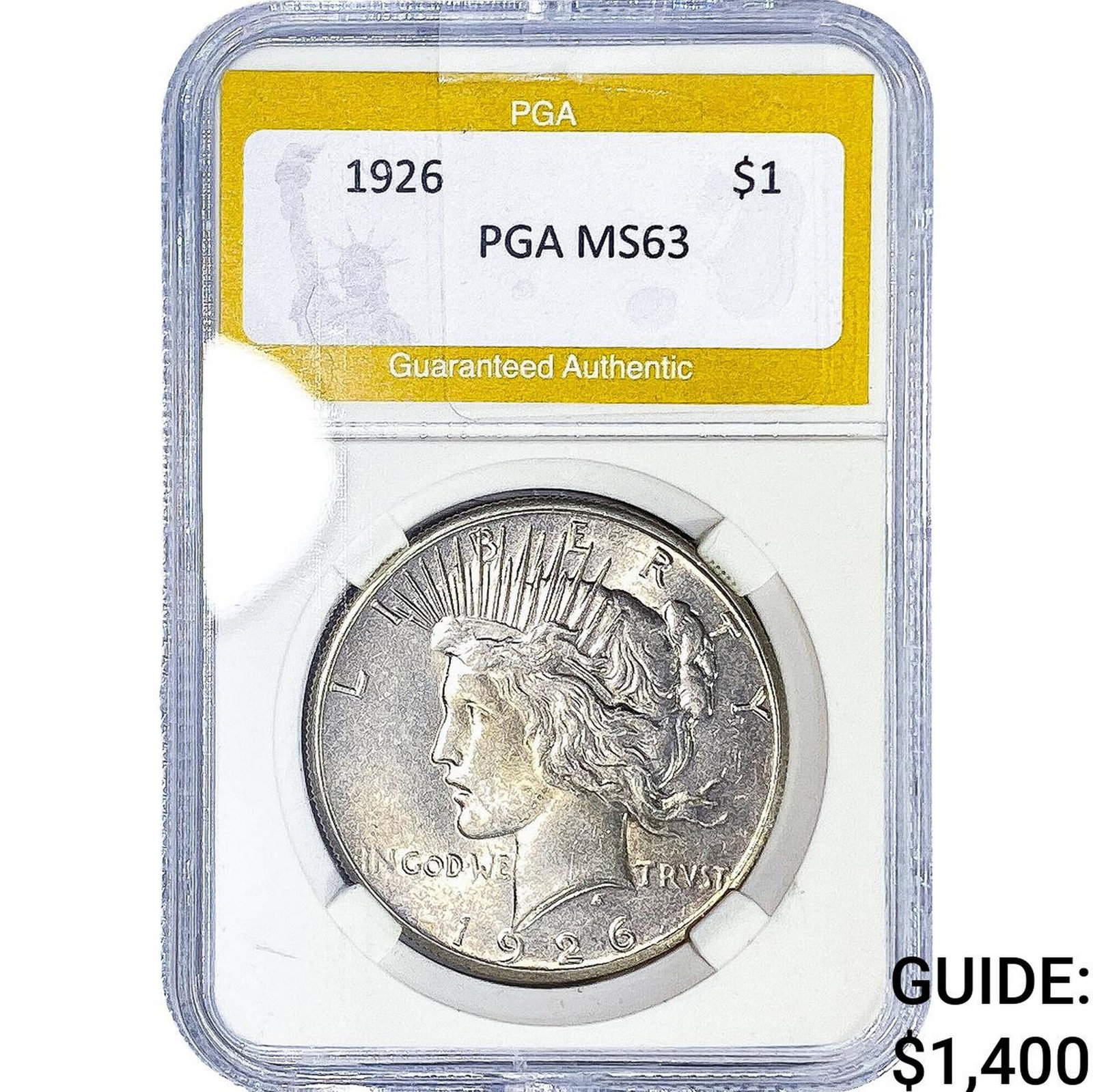 1926 Silver Peace Dollar PGA MS63: 1926 Silver Peace Dollar PGA MS63