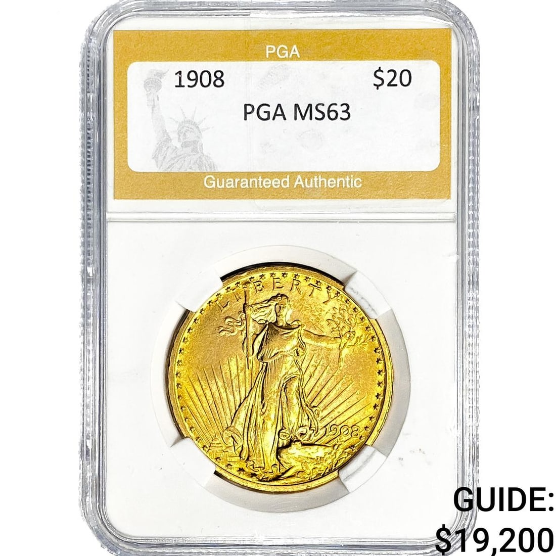 1908 1oz $50 Gold Eagle PGA MS63: 1908 1oz $50 Gold Eagle PGA MS63