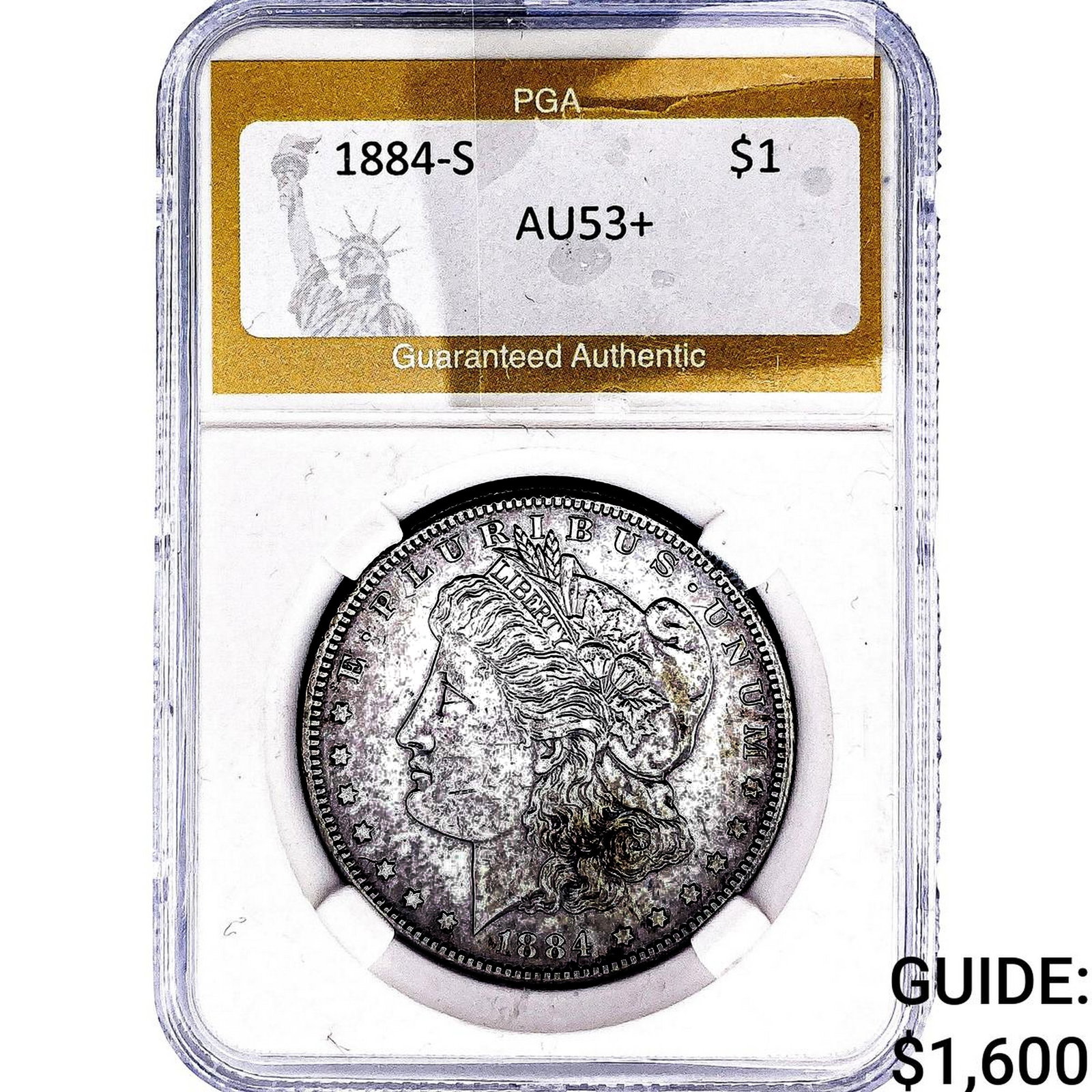 1884-S Morgan Silver Dollar PGA AU53+: 1884-S Morgan Silver Dollar PGA AU53+