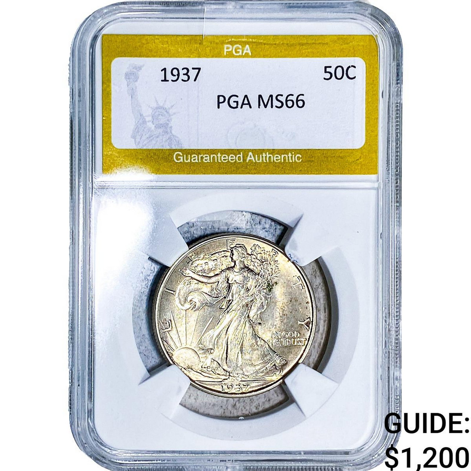 1937 Walking Liberty Half Dollar PGA MS66: 1937 Walking Liberty Half Dollar PGA MS66