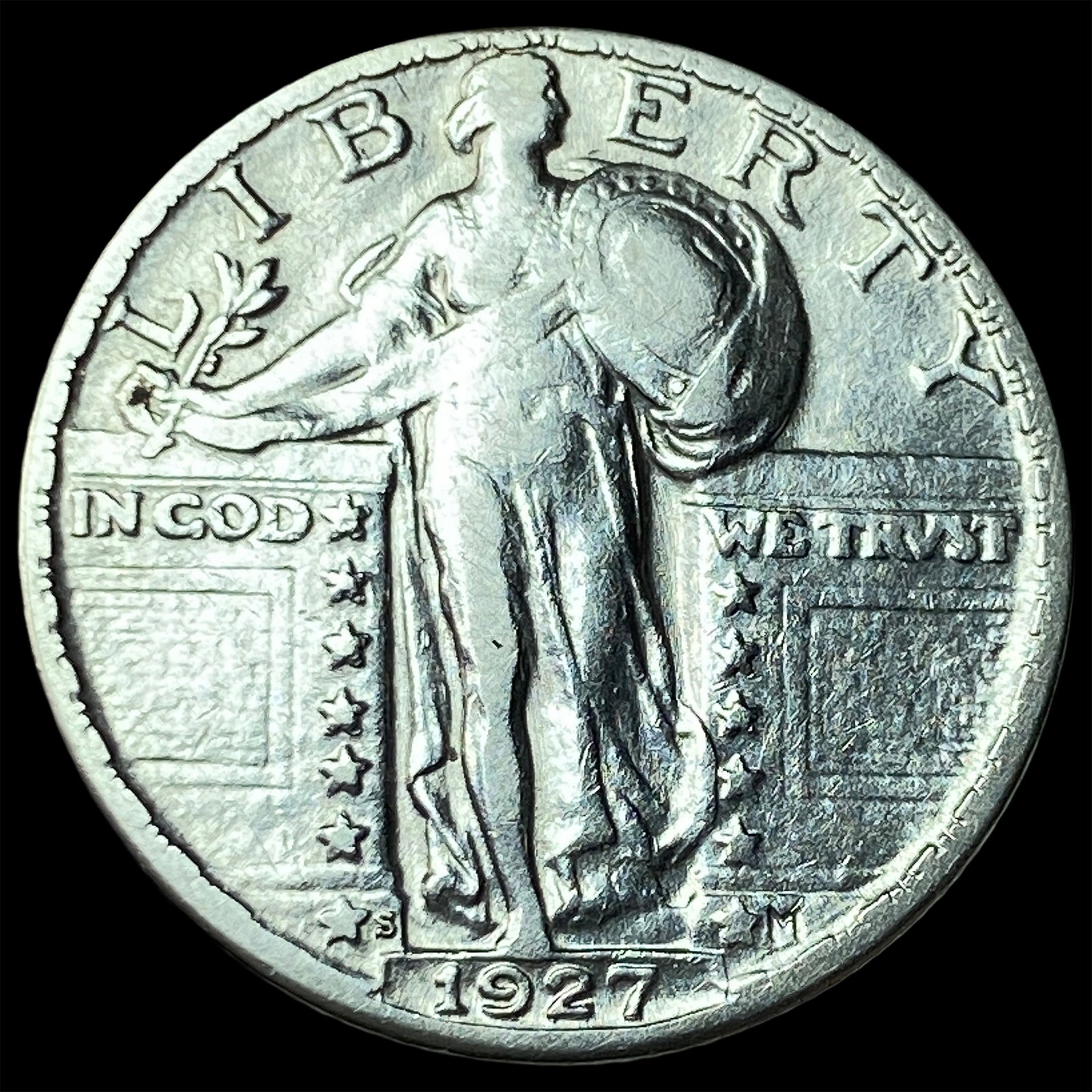 1927-S Silver Standing Liberty Quarter NEARLY UNCIRCULATED: 1927-S Silver Standing Liberty Quarter NEARLY UNCIRCULATED