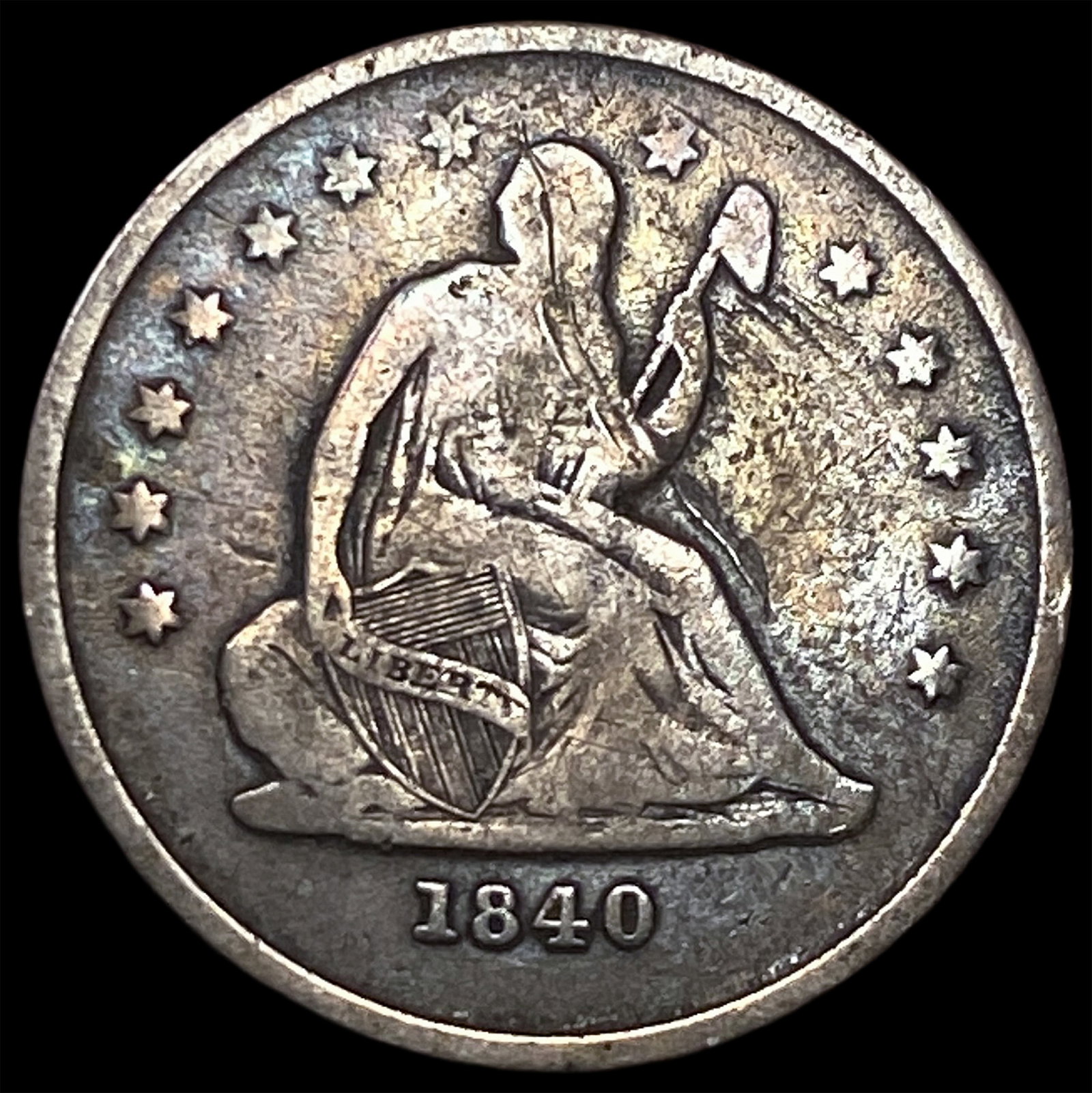 1840-O Silver Seated Liberty Quarter LIGHTLY CIRCULATED: 1840-O Silver Seated Liberty Quarter LIGHTLY CIRCULATED