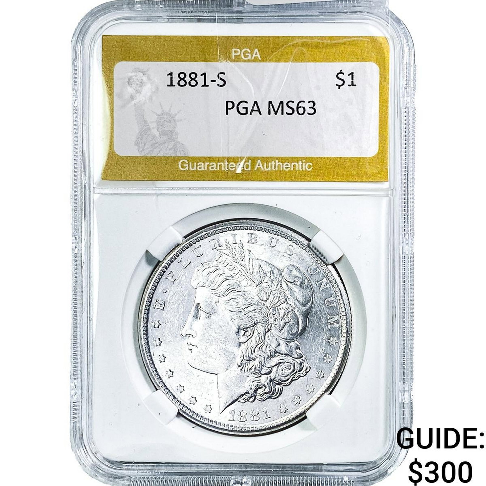1881-S Morgan Silver Dollar PGA MS63: 1881-S Morgan Silver Dollar PGA MS63