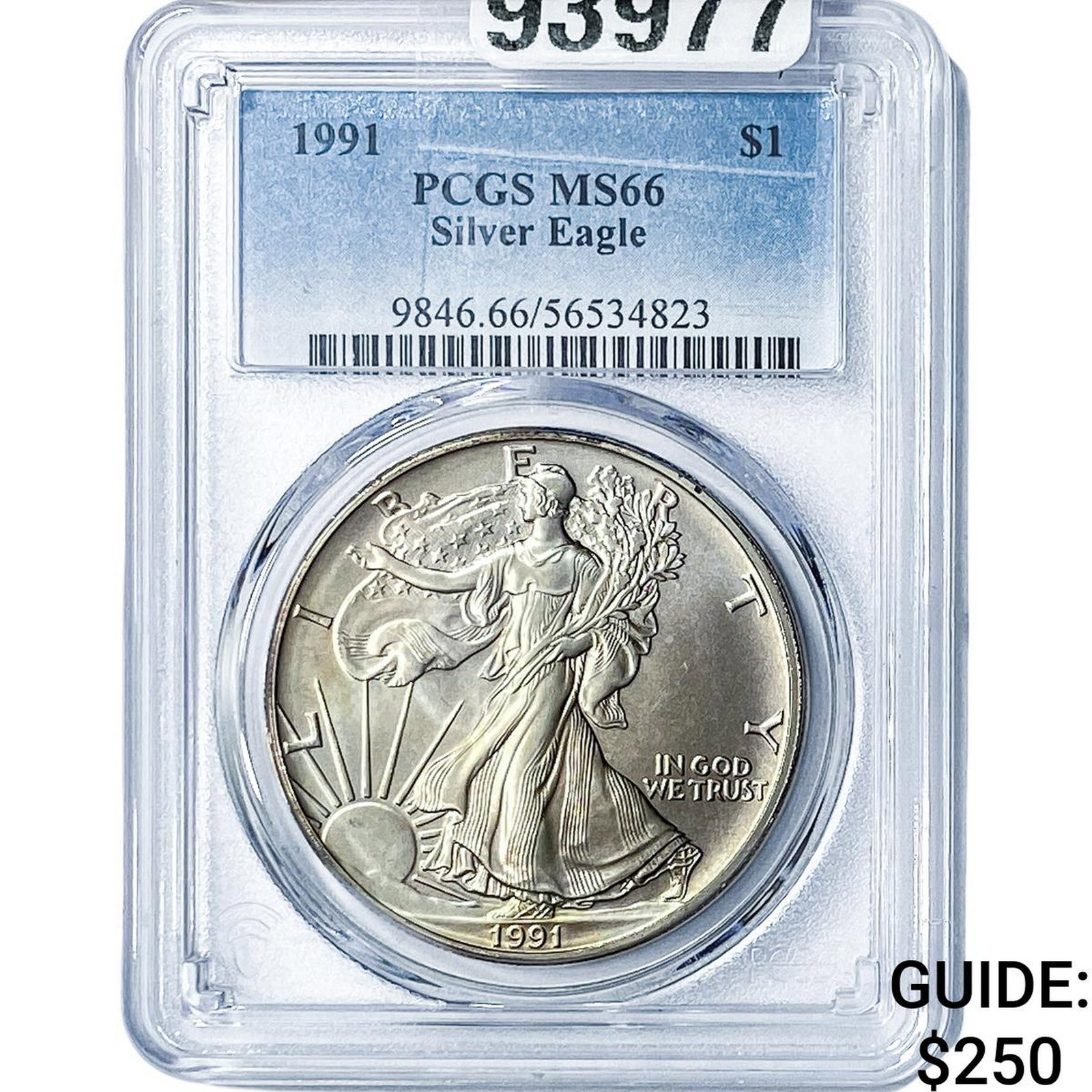 1991 Silver Eagle PCGS MS66: 1991 Silver Eagle PCGS MS66