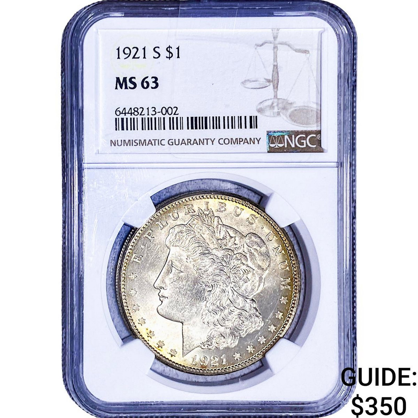 1921 Morgan Silver Dollar NGC MS63: 1921 Morgan Silver Dollar NGC MS63