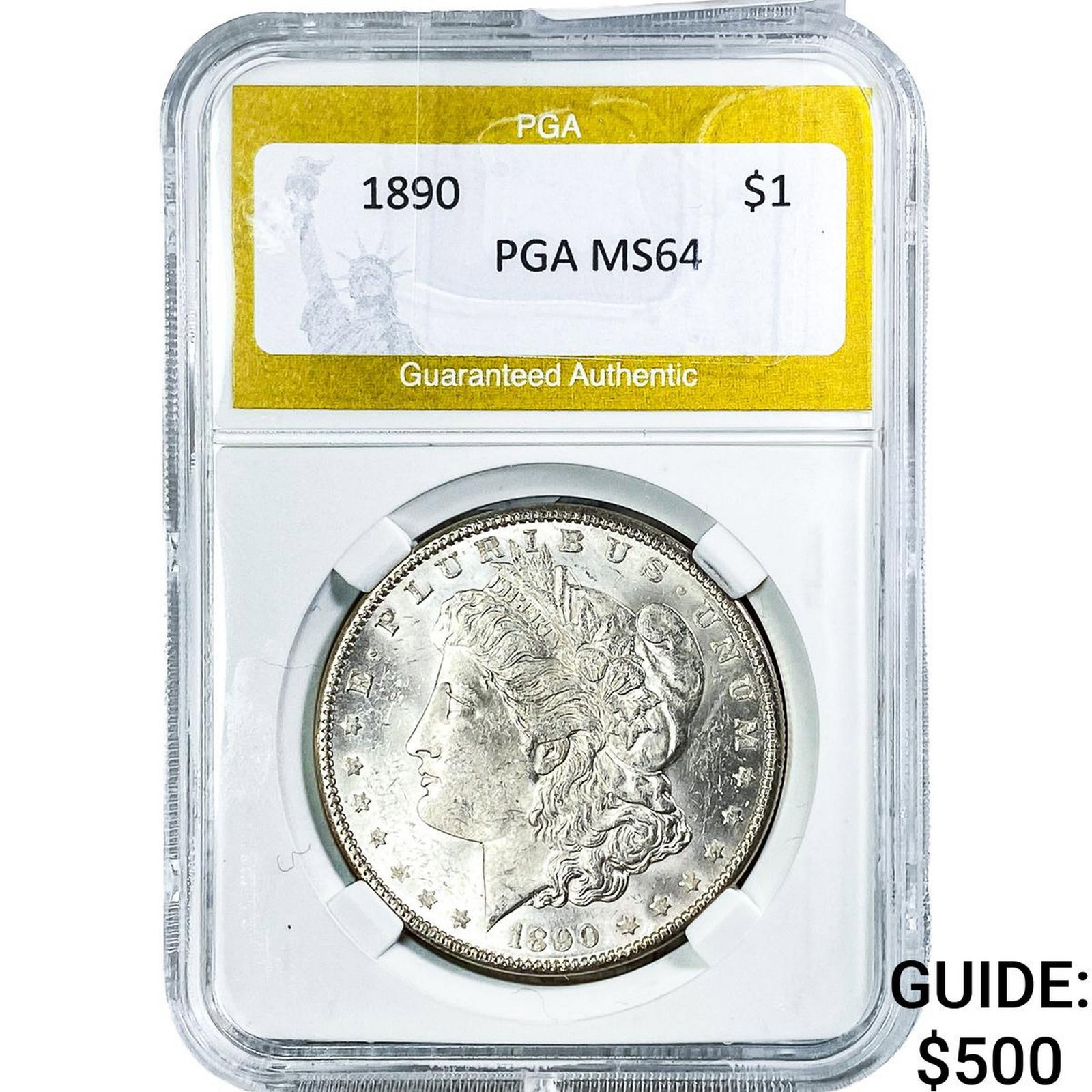 1890 Morgan Silver Dollar PGA MS64: 1890 Morgan Silver Dollar PGA MS64