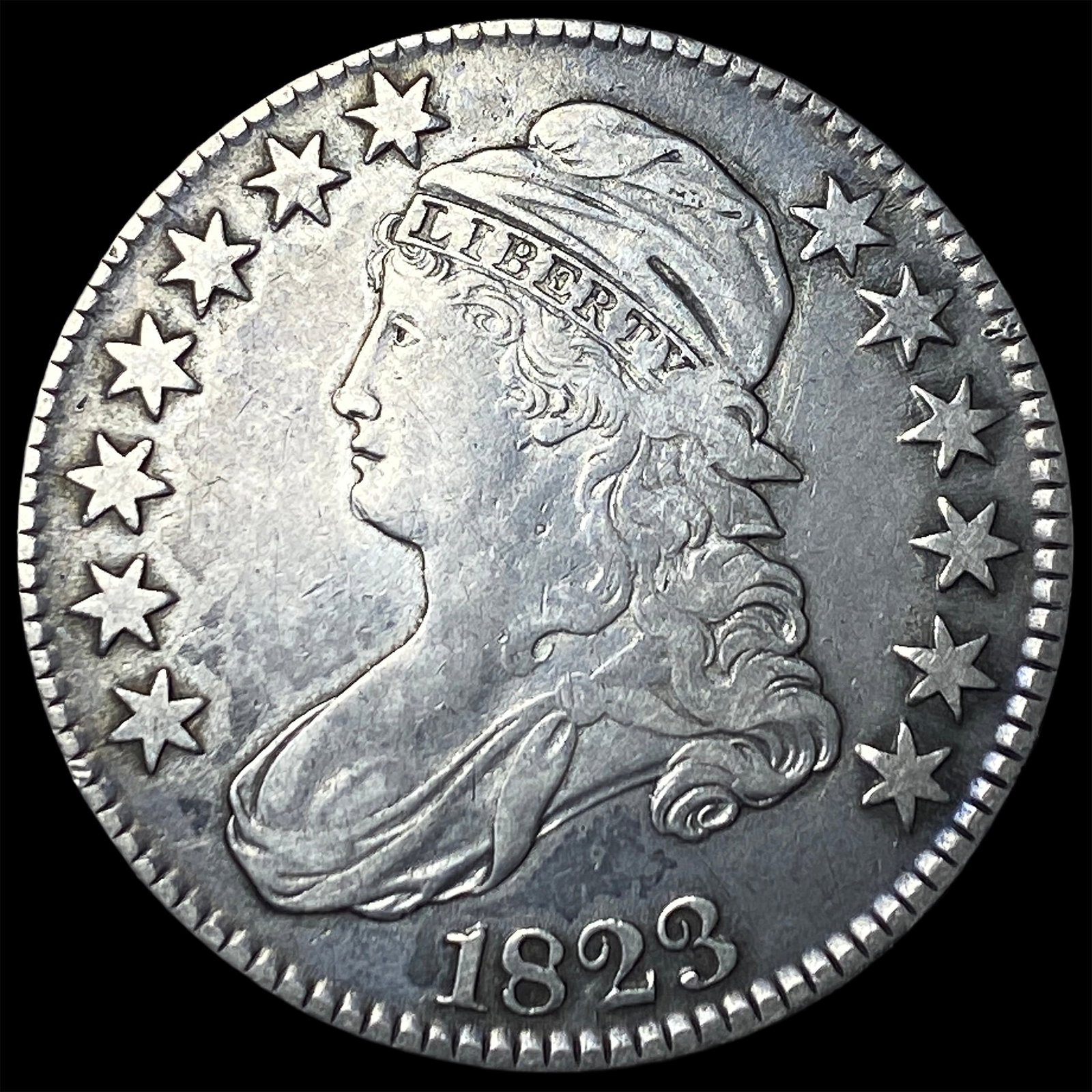 1823 Silver Capped Bust Half Dollar LIGHTLY CIRCULATED (1 of 2)
