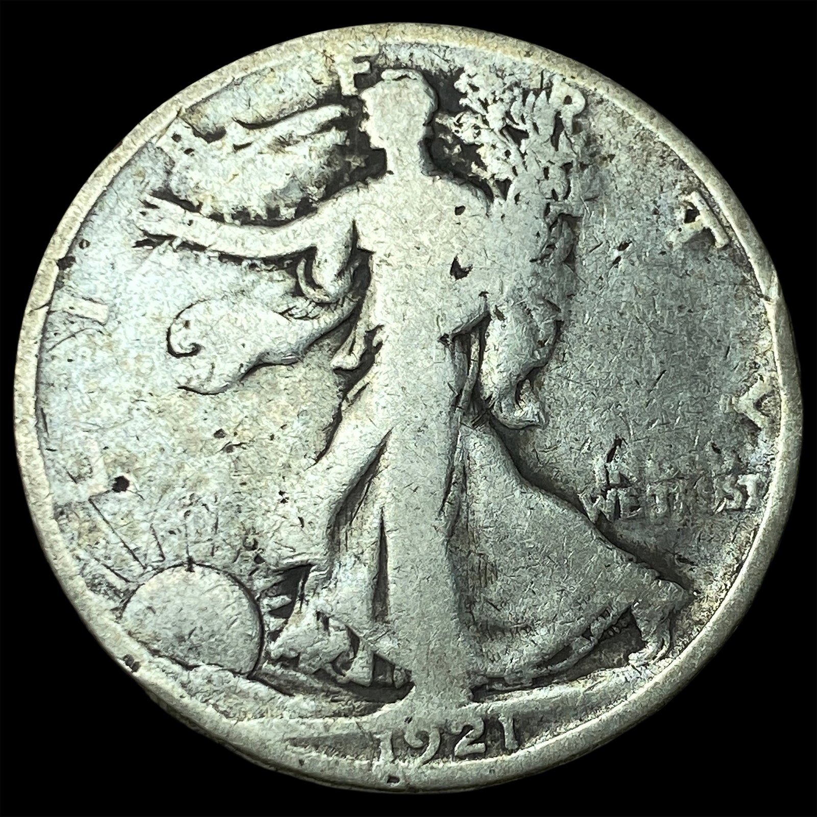 1921-S Silver Walking Liberty Half Dollar NICELY CIRCULATED: 1921-S Silver Walking Liberty Half Dollar NICELY CIRCULATED
