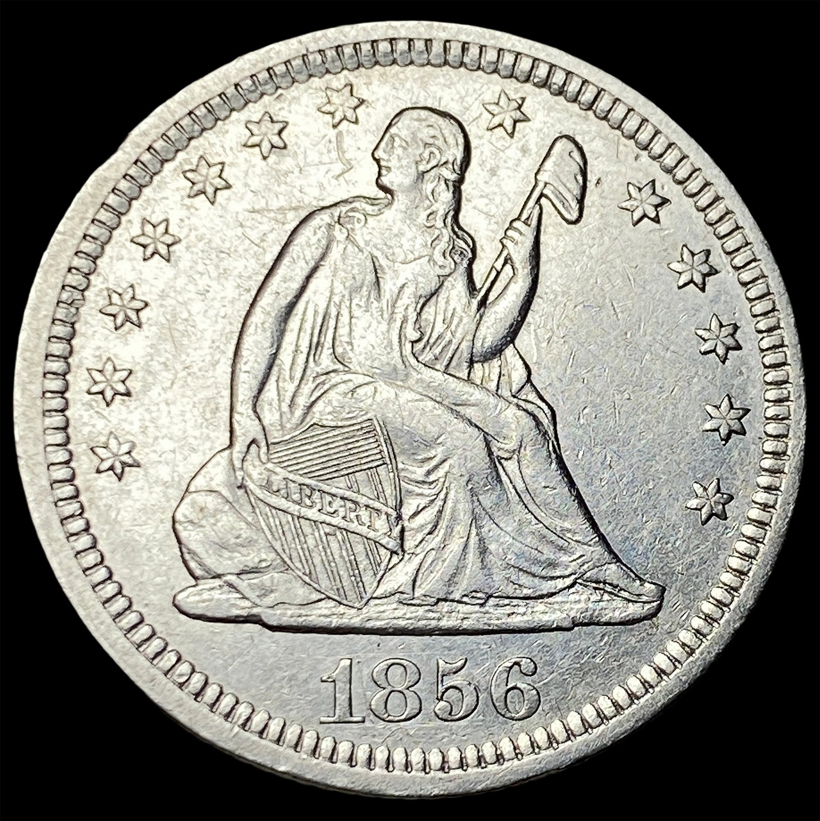 1856 Silver Seated Liberty Quarter UNCIRCULATED: 1856 Silver Seated Liberty Quarter UNCIRCULATED