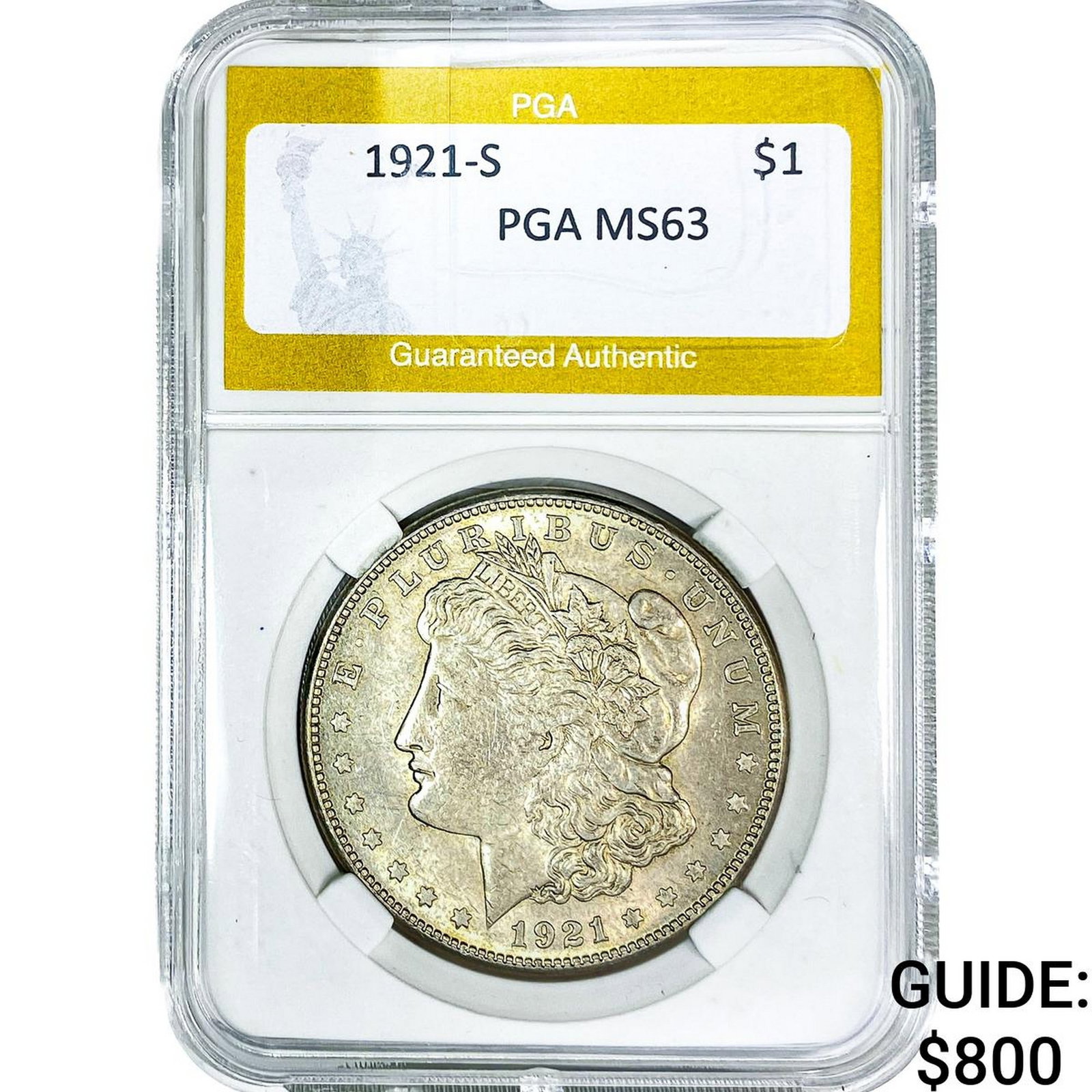 1921-S Morgan Silver Dollar PGA MS64: 1921-S Morgan Silver Dollar PGA MS64