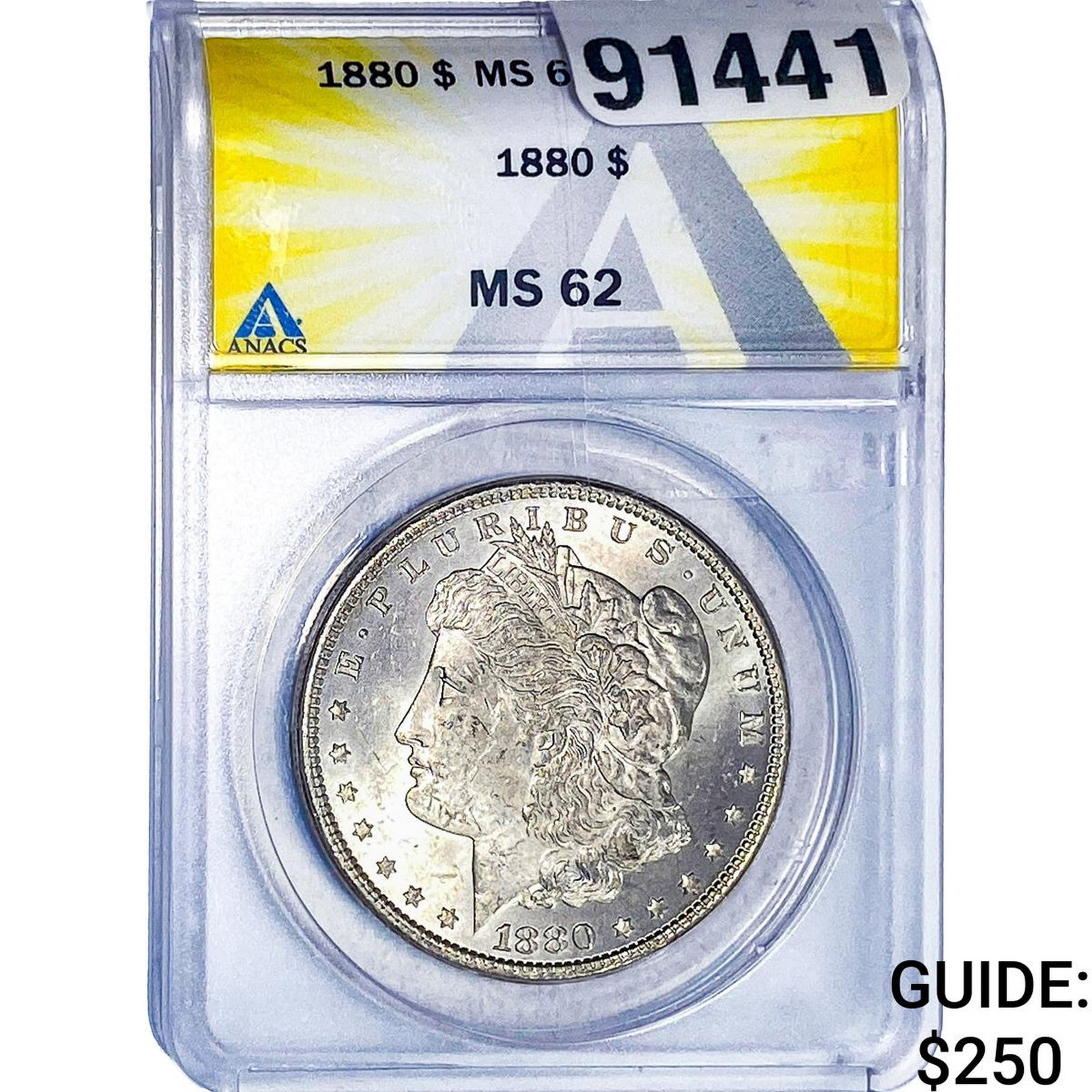 1880 Morgan Silver Dollar ANACS MS62: 1880 Morgan Silver Dollar ANACS MS62